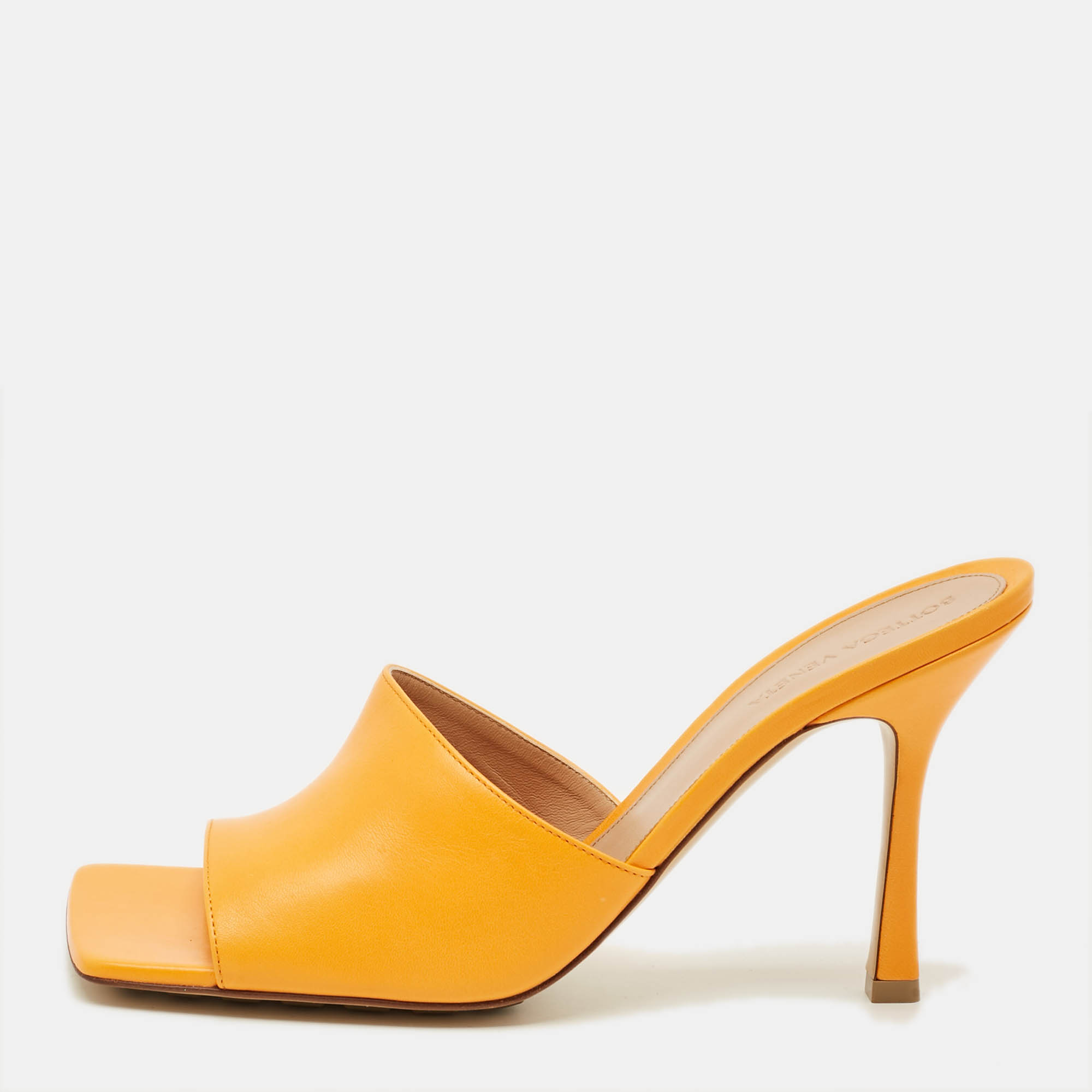 Bottega Veneta Stretch Size 41 Orange Leather Slide Sandals