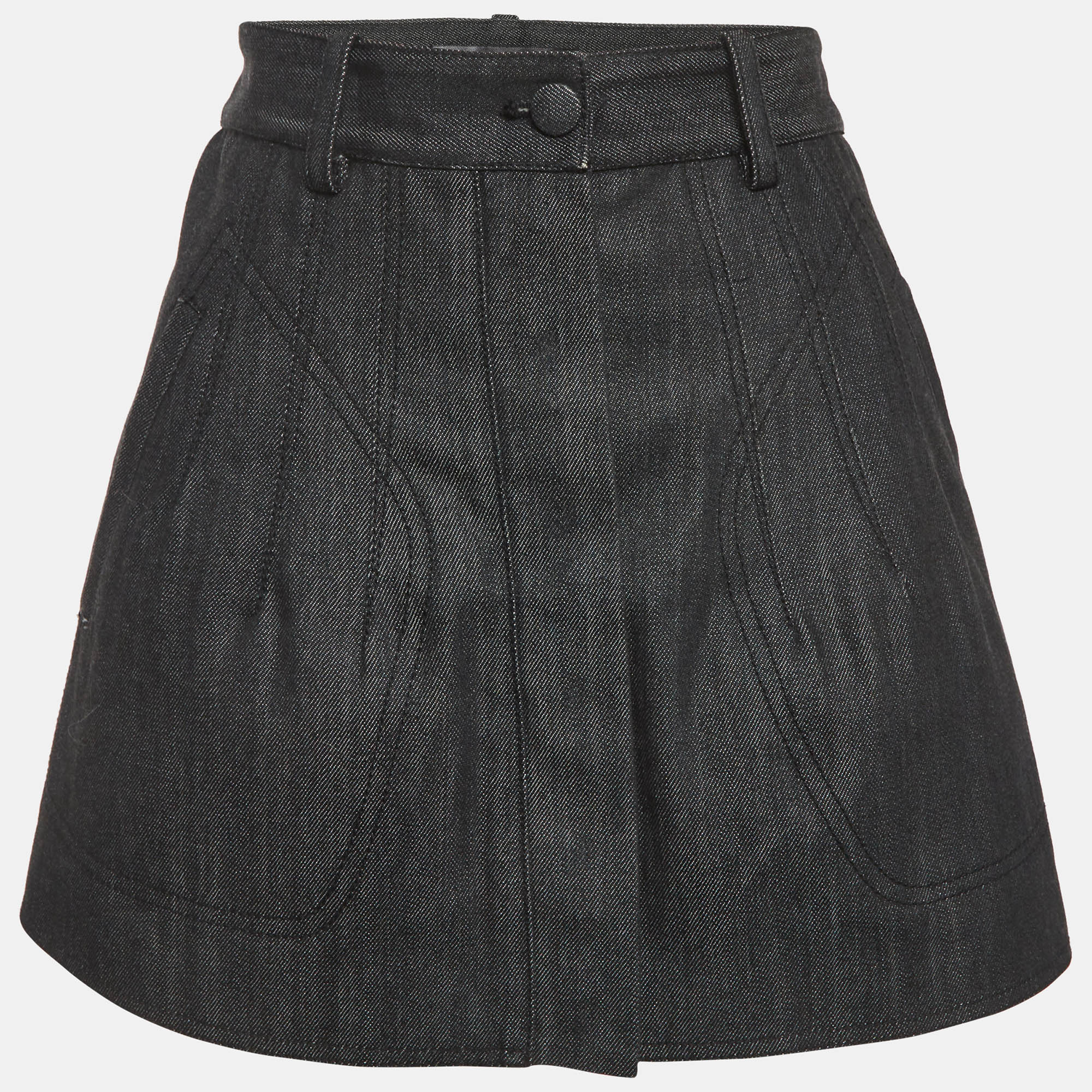 Balenciaga Black Denim Mini Skirt M
