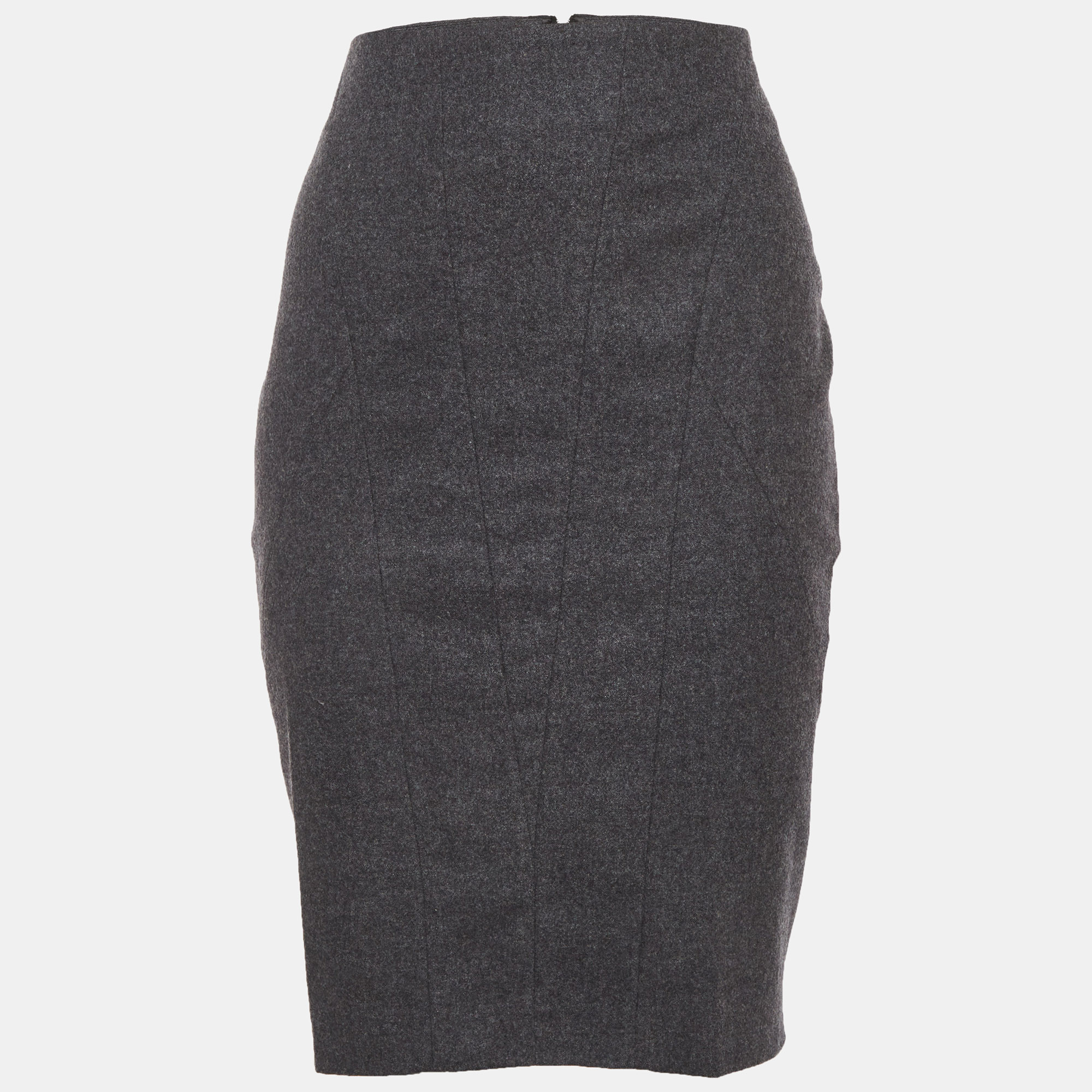 Brunello Cucinelli Grey Felt Pencil Skirt S