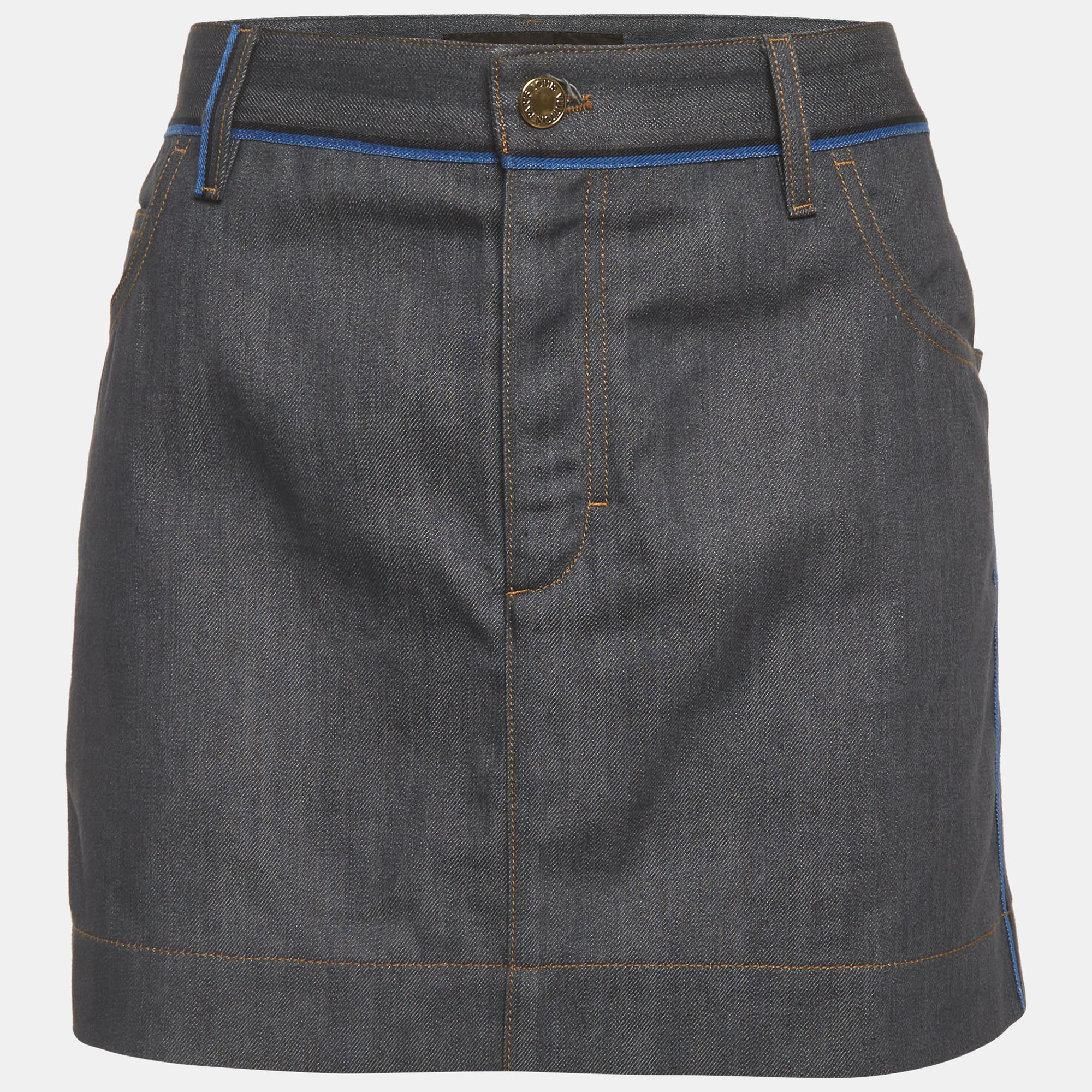 Louis Vuitton Grey Denim Mini Skirt L/Waist 34"