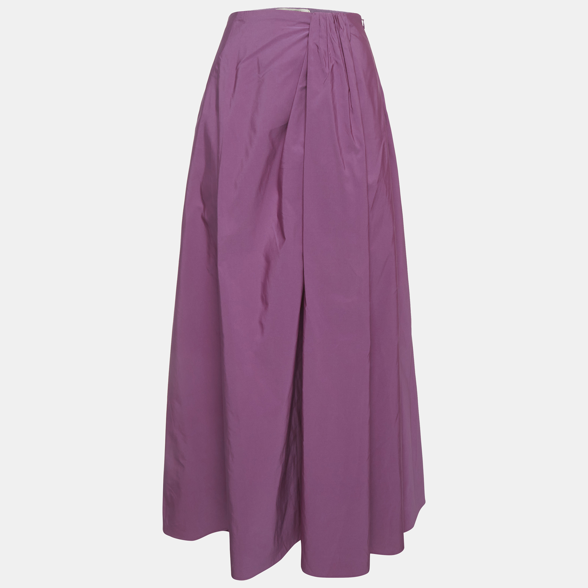 Valentino Purple Cotton Blend Flared Maxi Skirt XS