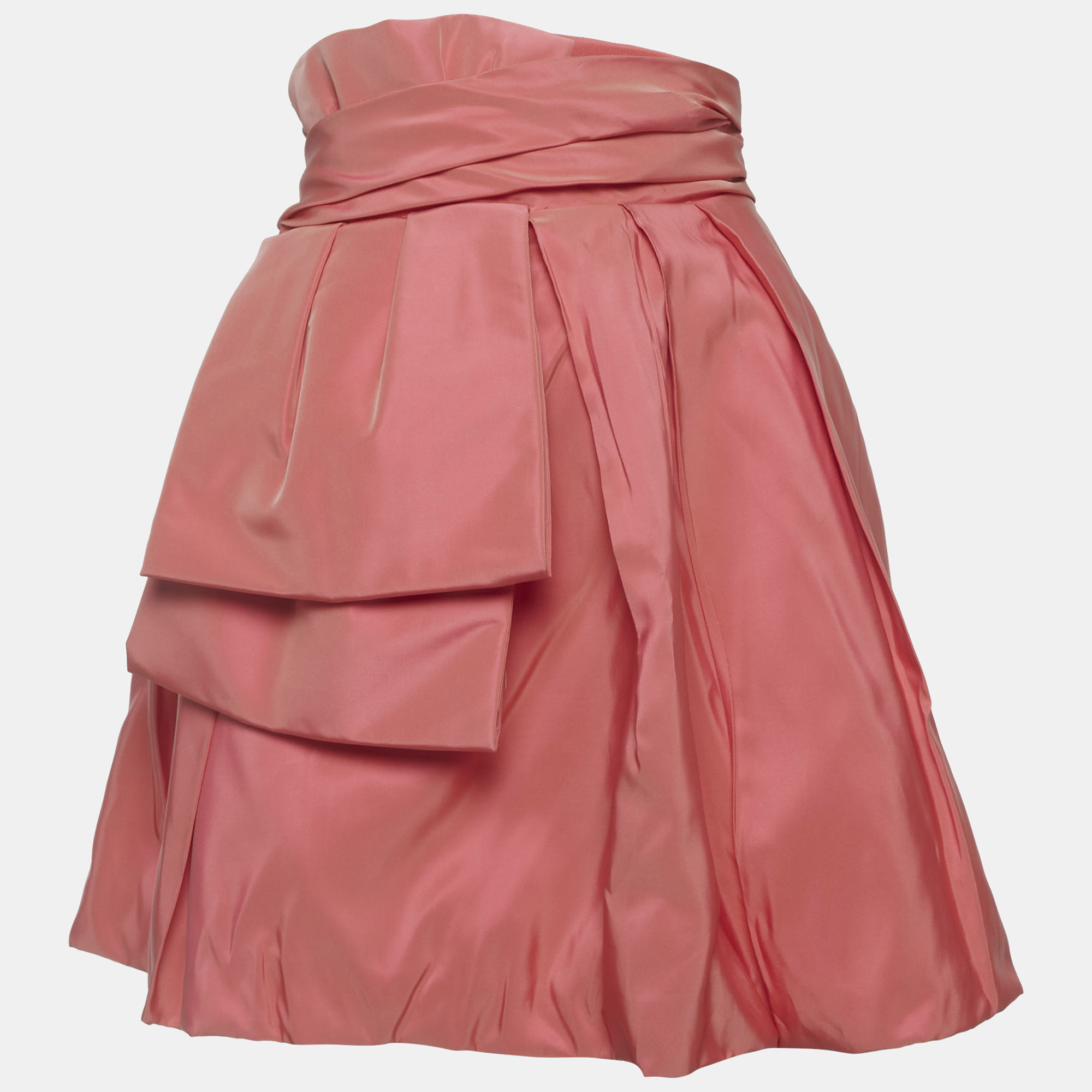 Zubair Murad Pink Satin Bow Detail Mini Skirt S Zuhair Murad
