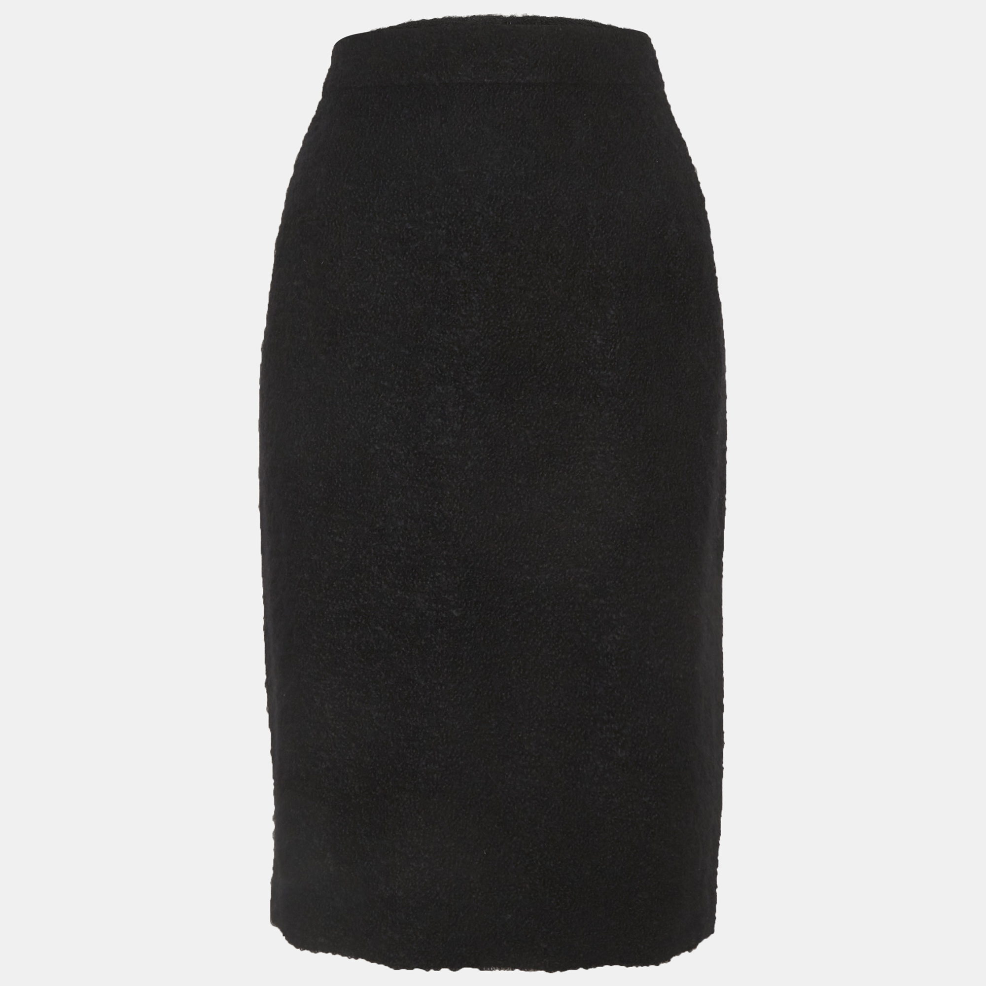 Celine Black Shearling Pencil Skirt L