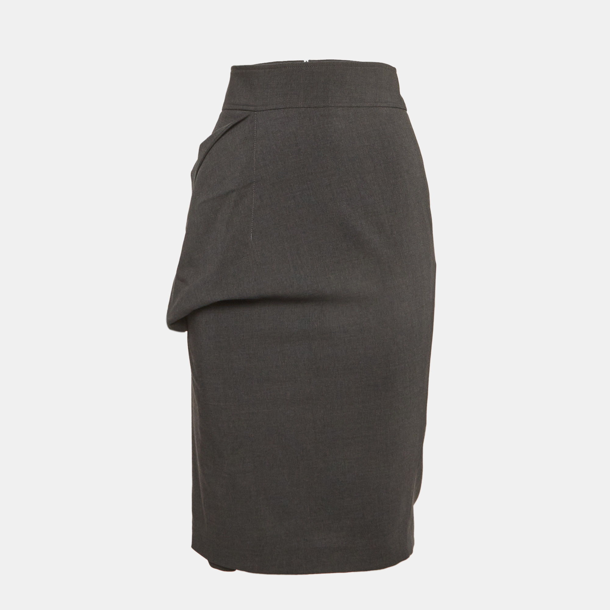 Brunello Cucinelli Grey Wool Pencil Skirt S