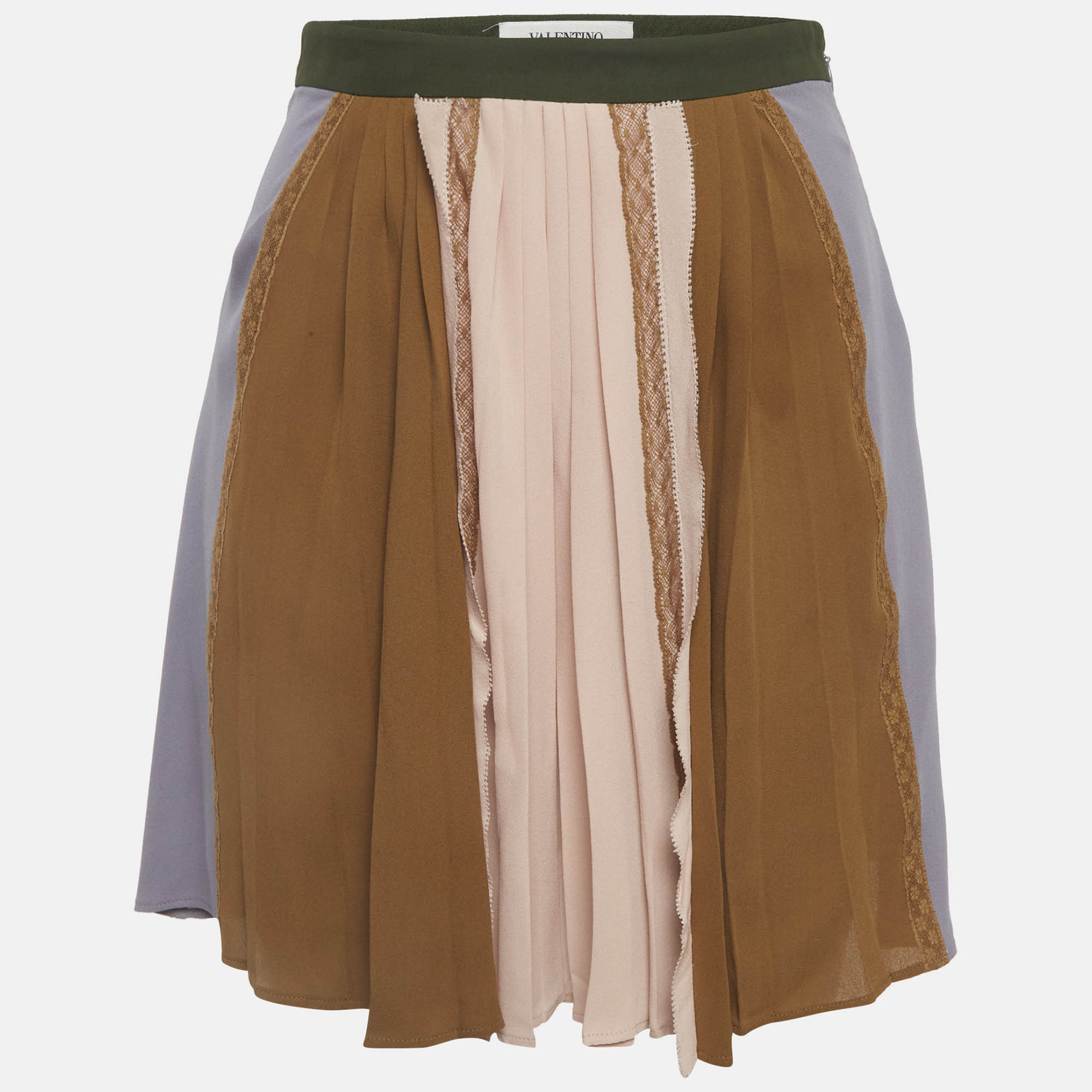 Valentino Multicolour Crepe Pleated Mini Skirt S