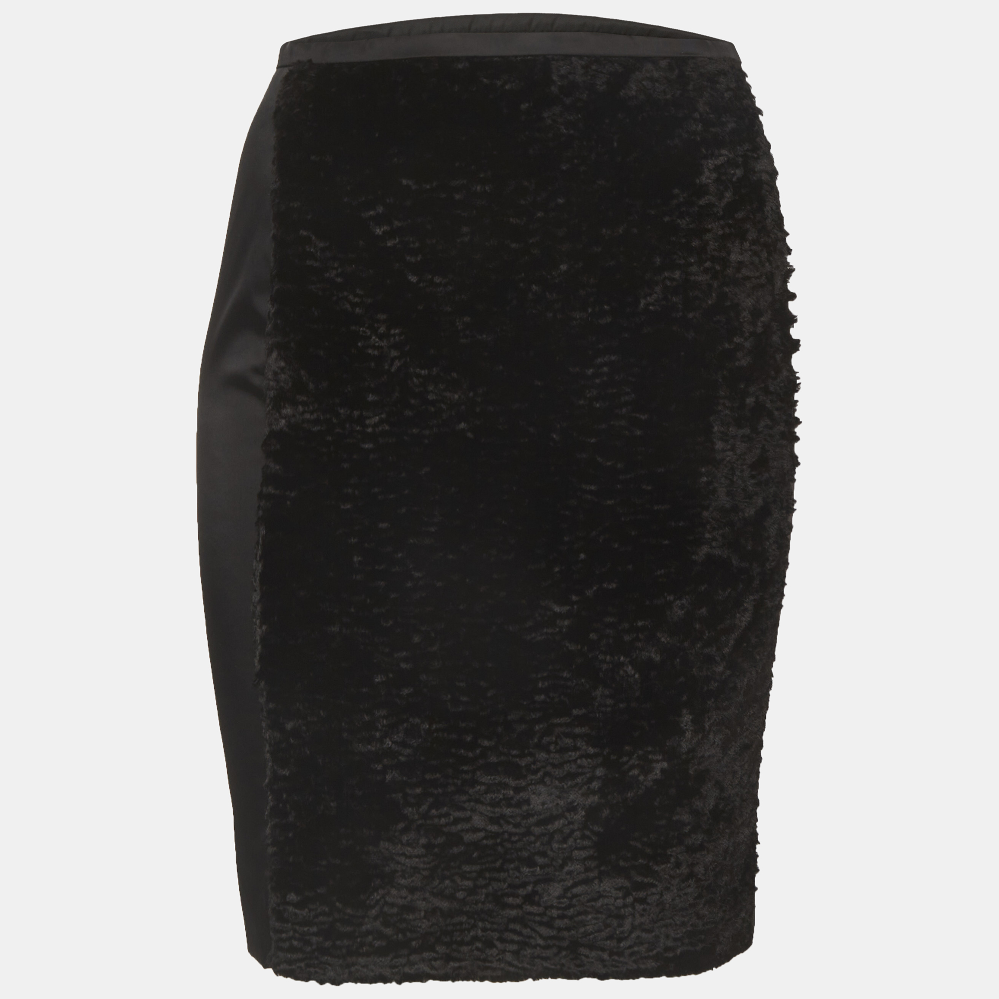 Prada Black Twill Velvet Pencil Mini Skirt S