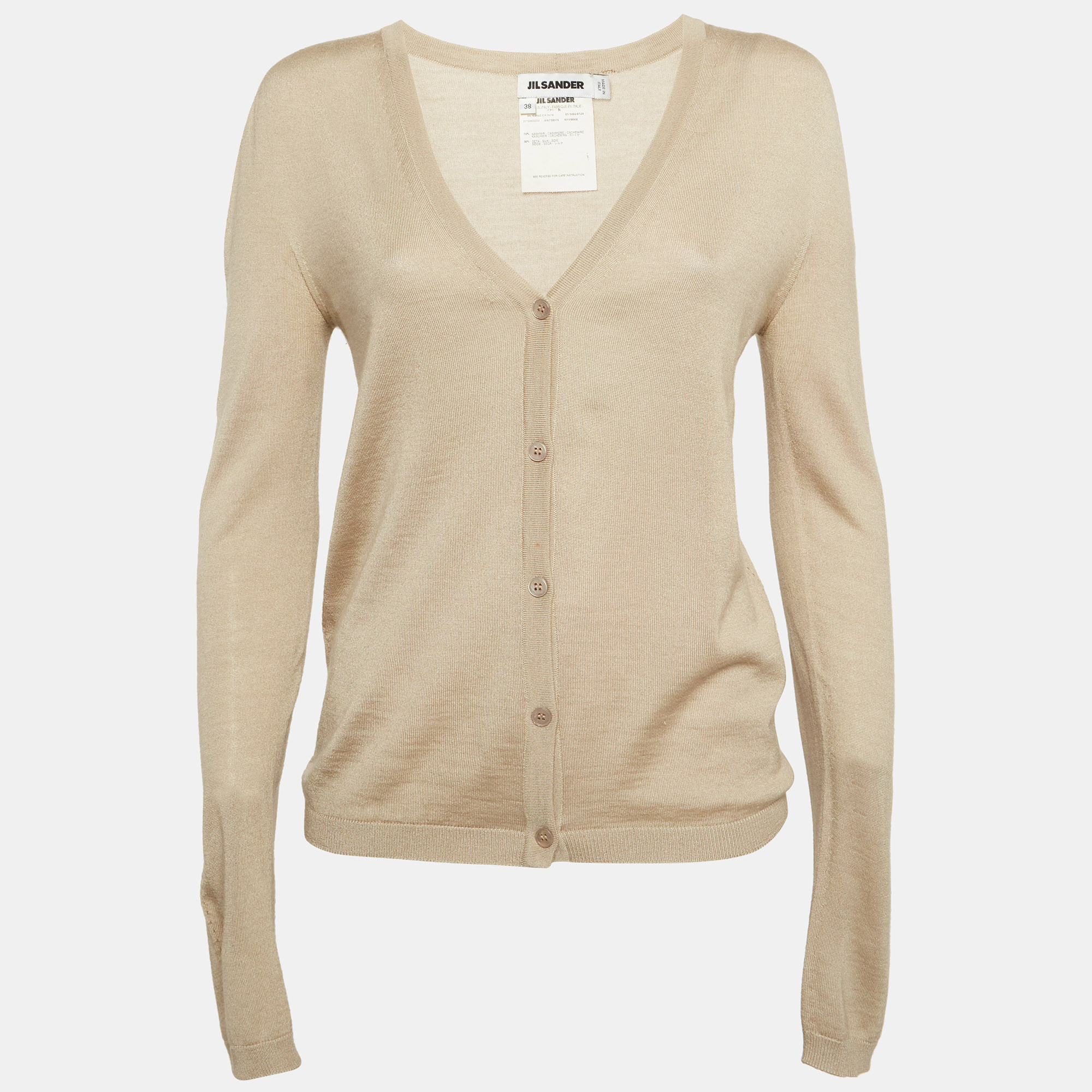 Jil Sander Beige Knitted Cardigan M