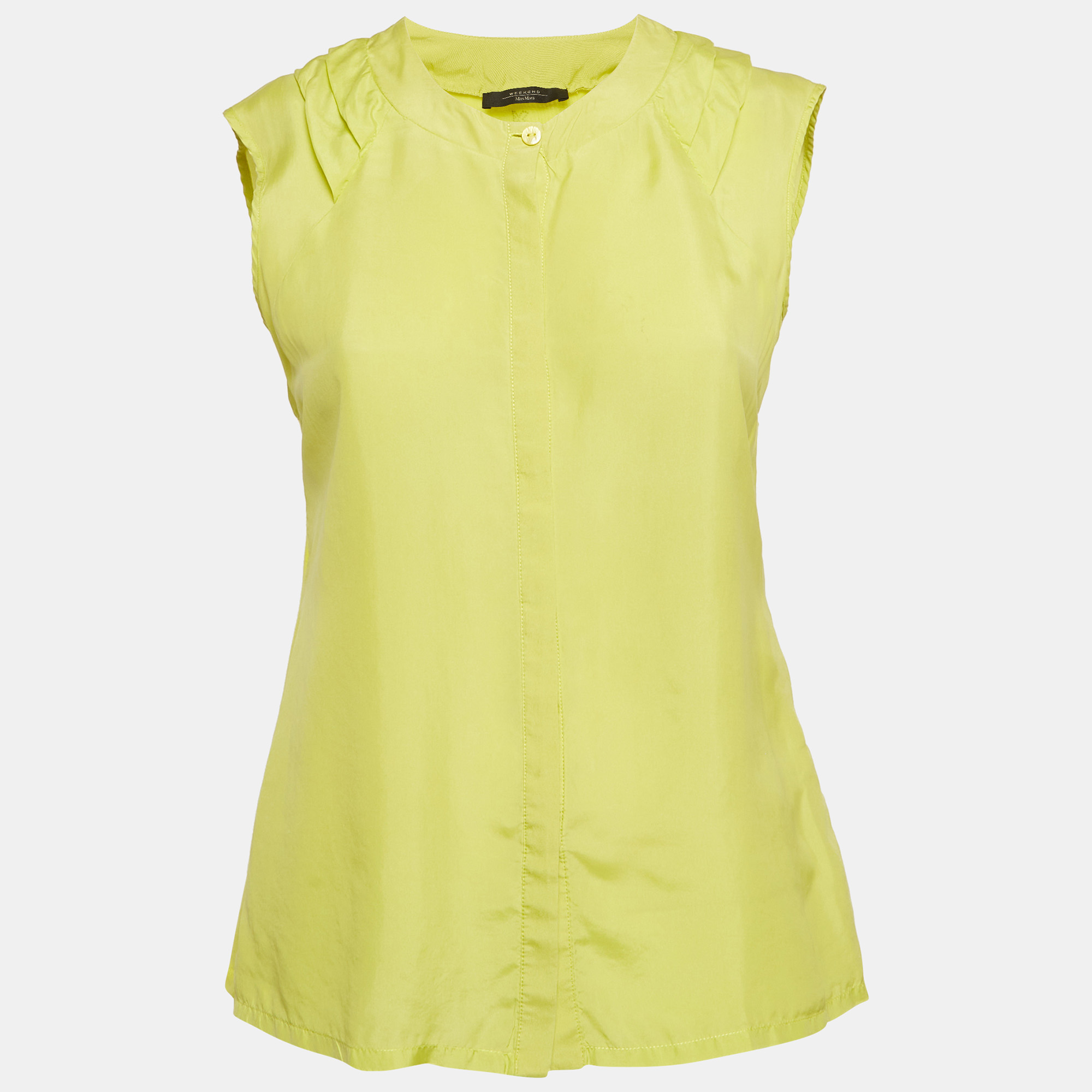 Weekend Max Mara Neon Green Cotton Sleeveless Top S