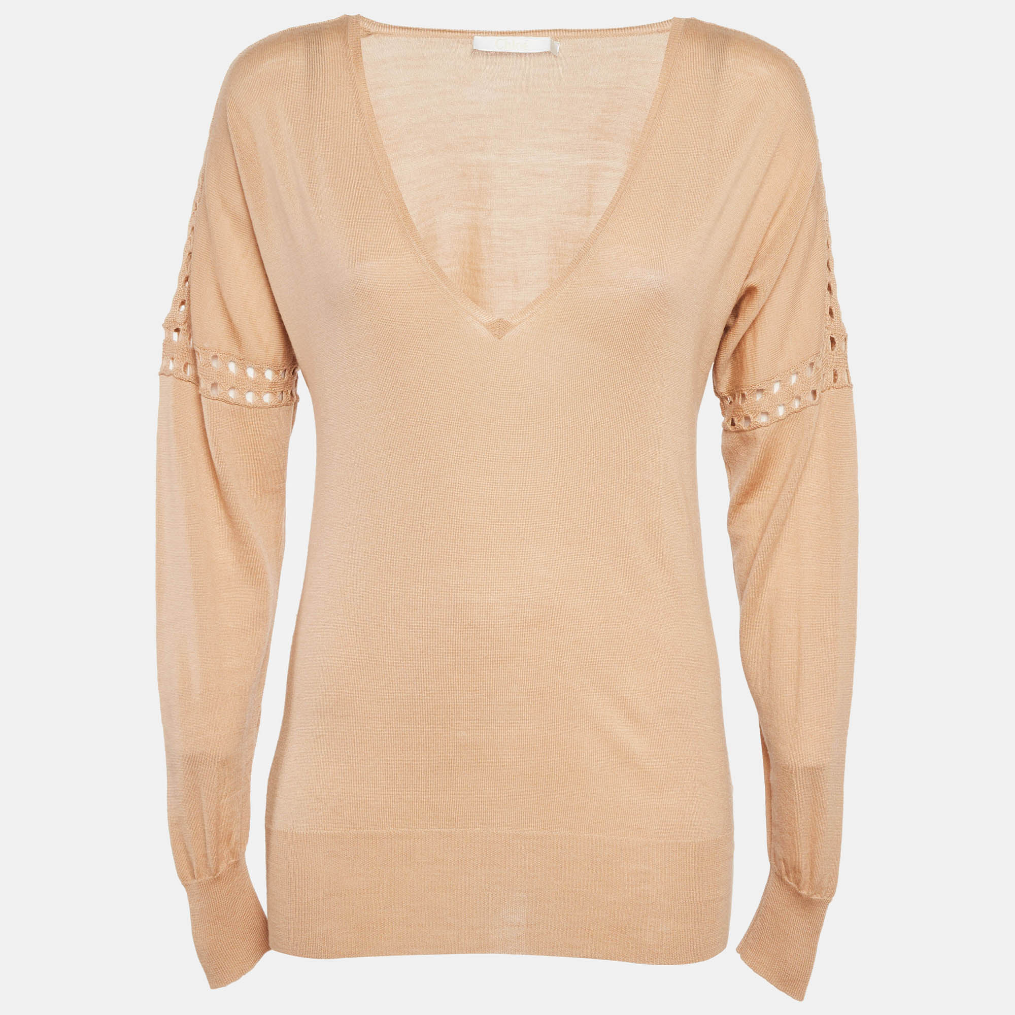 Chlo&eacute; Sun Tan Wool Knitted Top XS Chloe