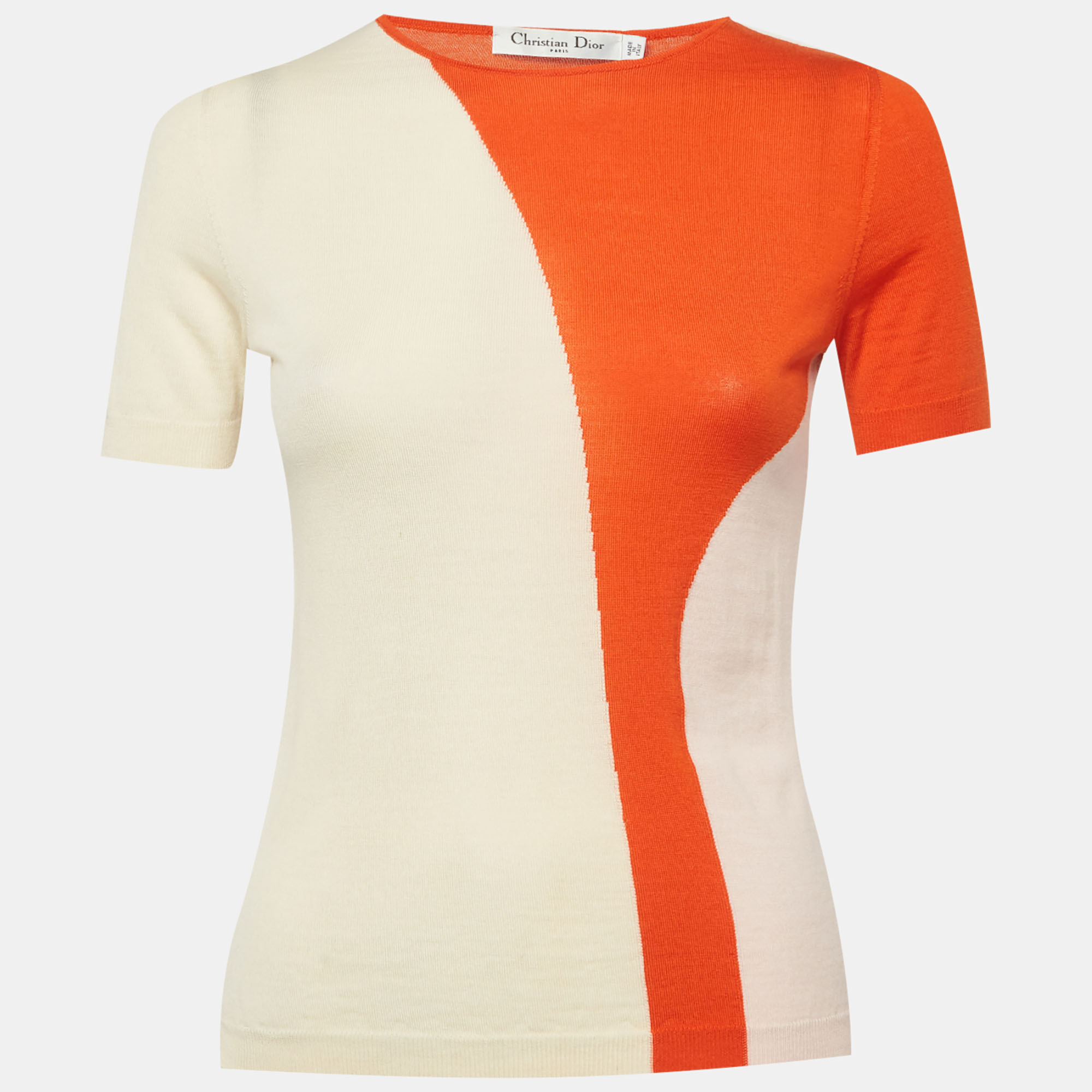 Christian Dior Multicolor Wool Knit Short Sleeve Top M