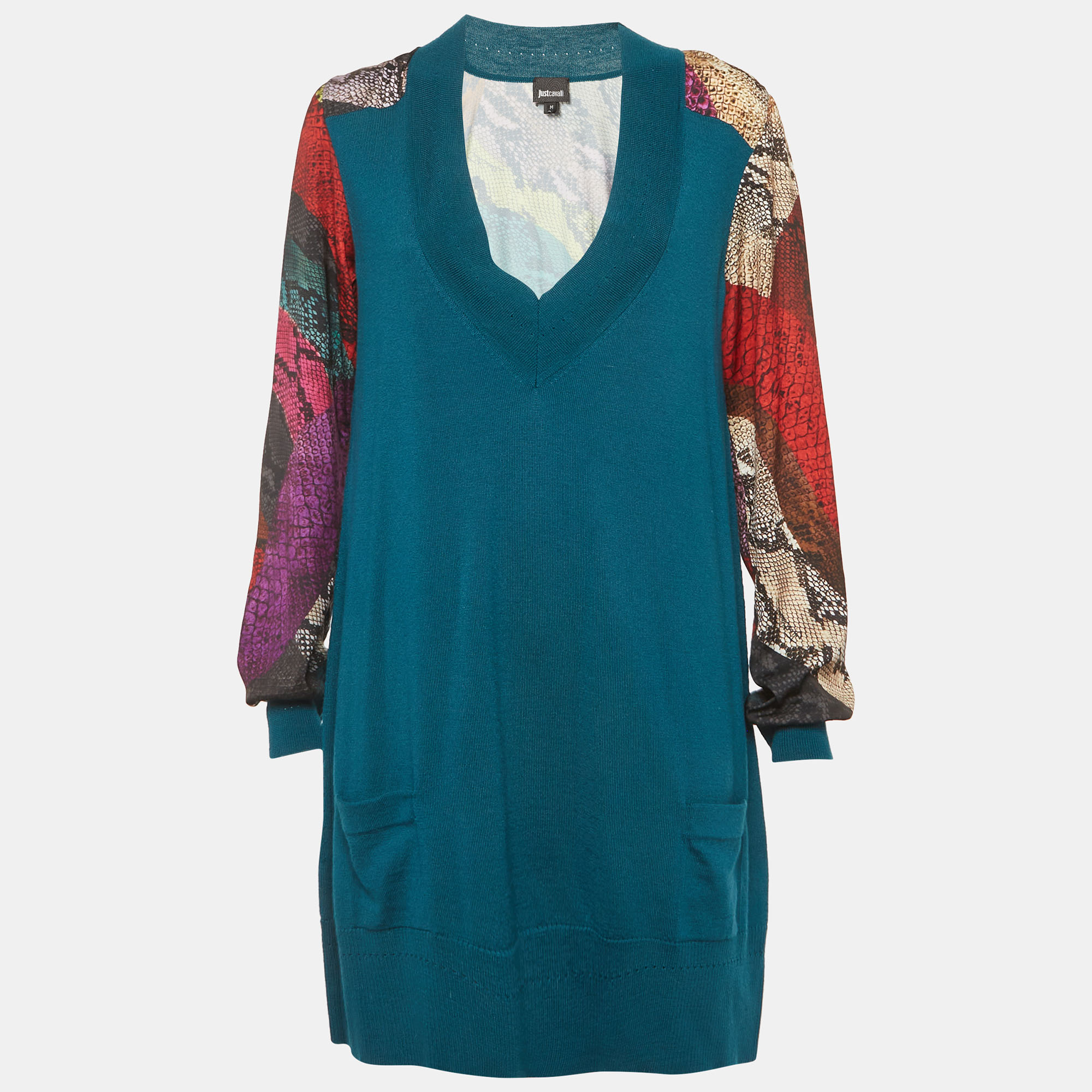 Just Cavalli Multicolour Knit and Satin Sweaters M