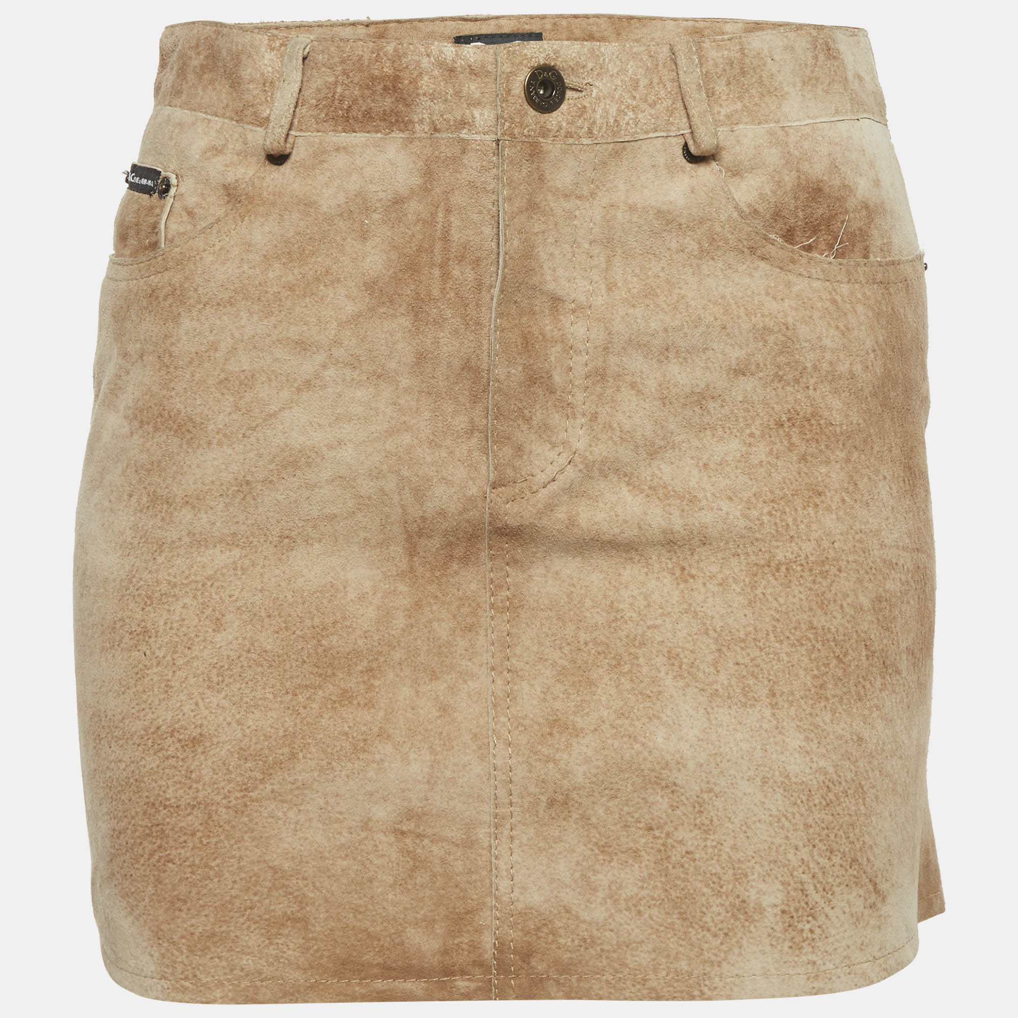 D&G Beige Suede Mini Skirt S