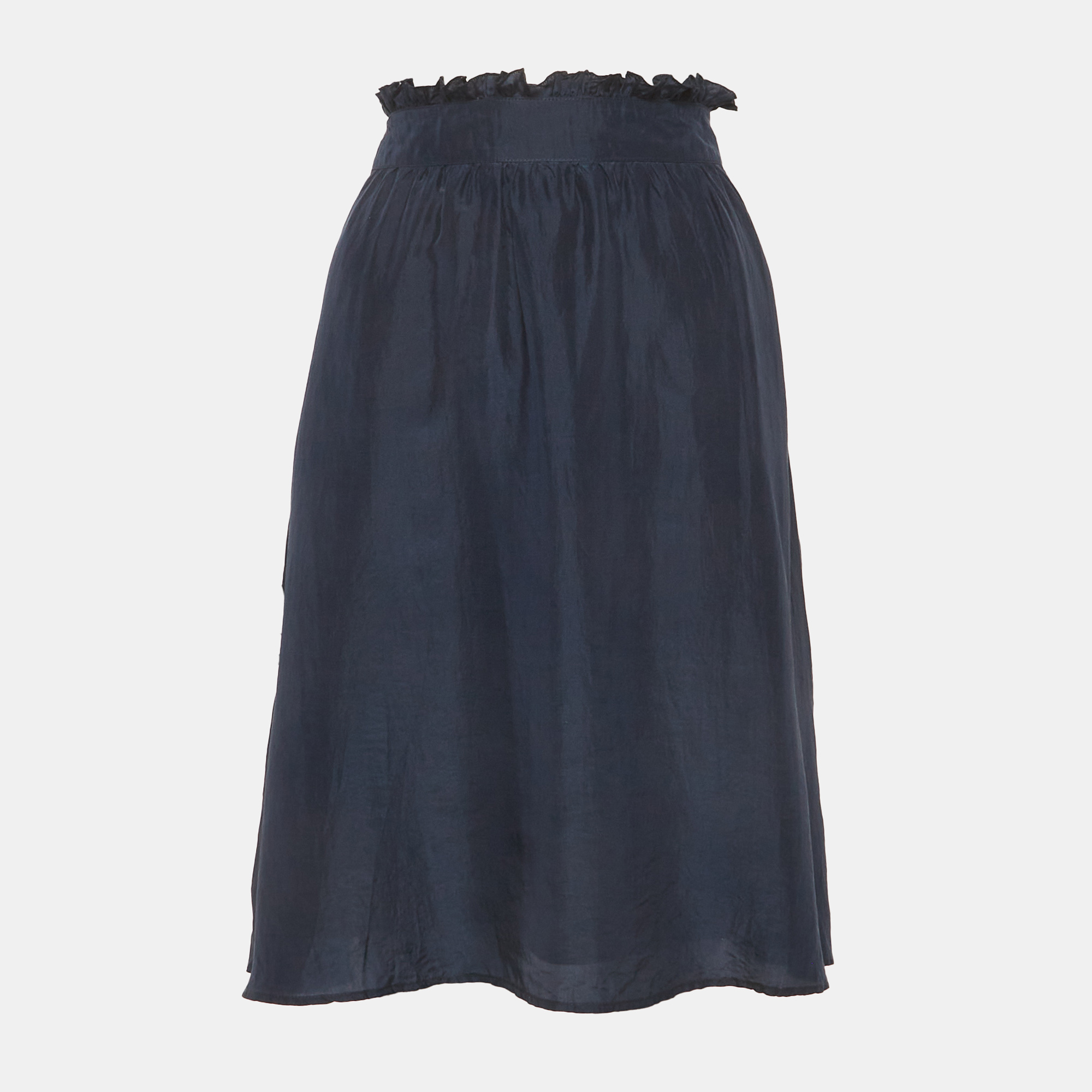 Burberry Navy Blue Silk Flared Mini Skirt S