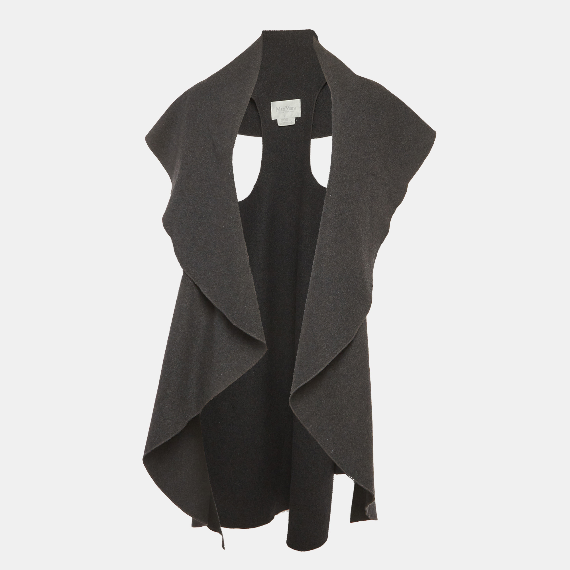 Max Mara Grey Wool Felt Open Front Cardigan One Size