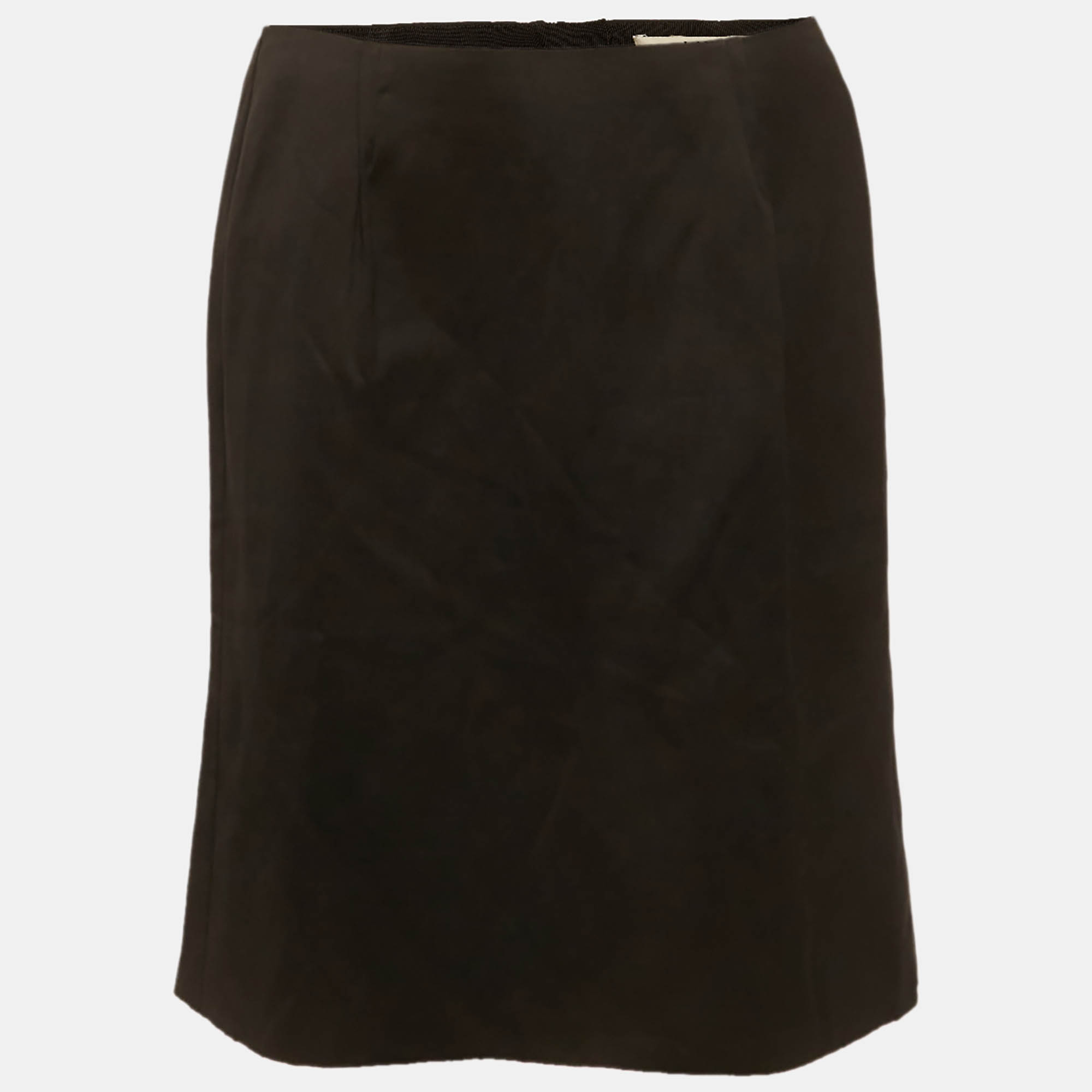 Lanvin Black Cotton Flared Mini Skirt L
