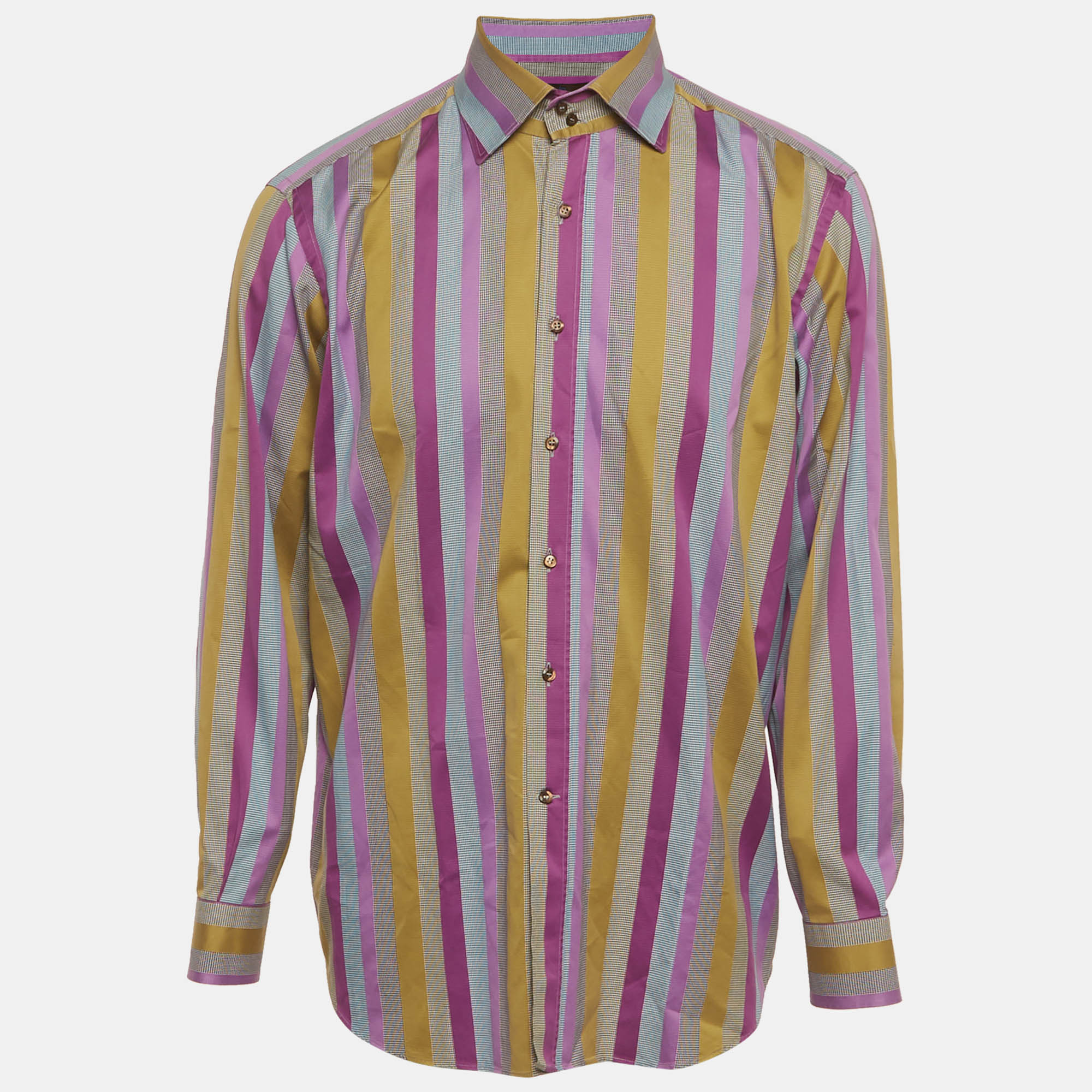 Etro Multicolor Striped Cotton Shirt XXL