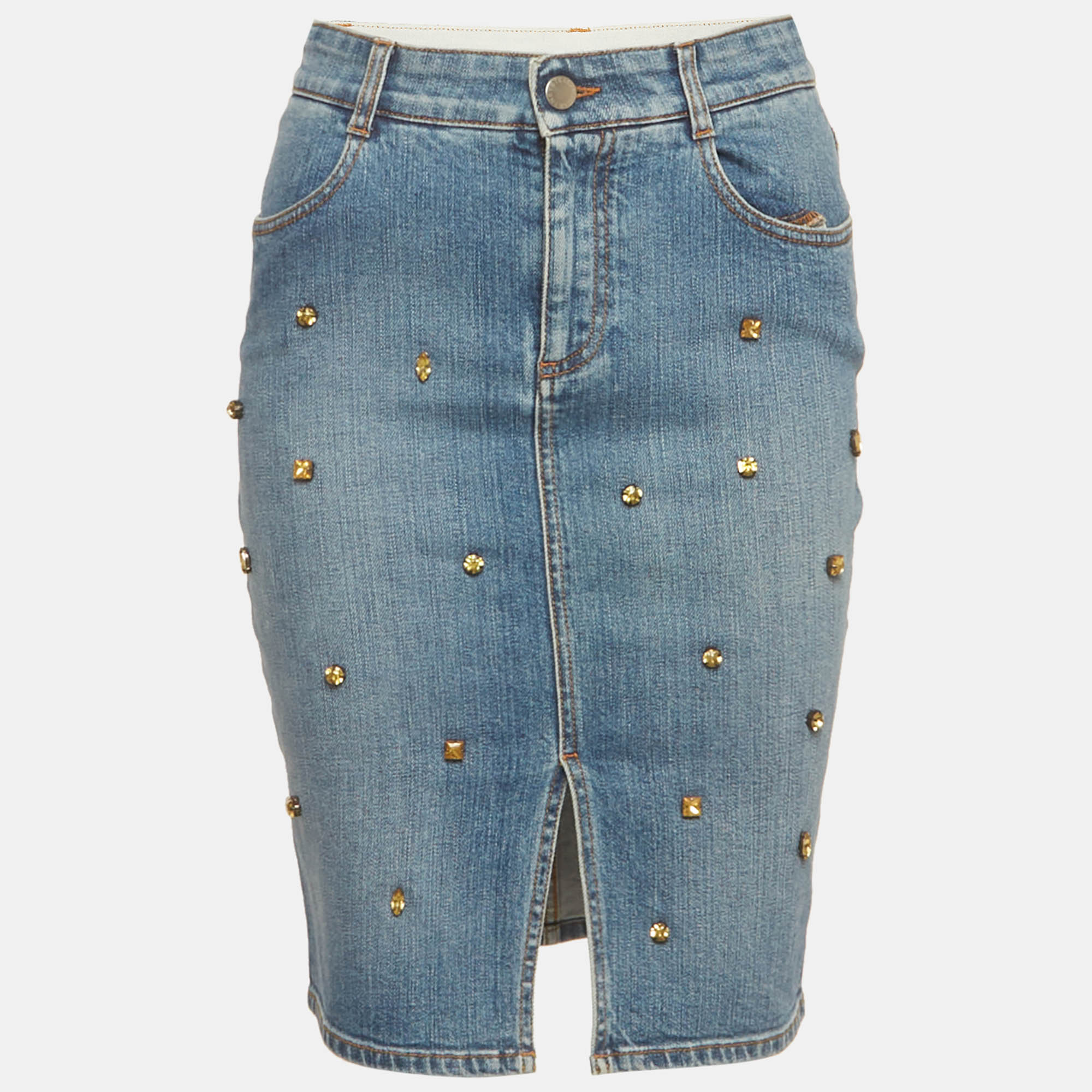 Stella McCartney Blue Embellished Denim Pencil Skirt S