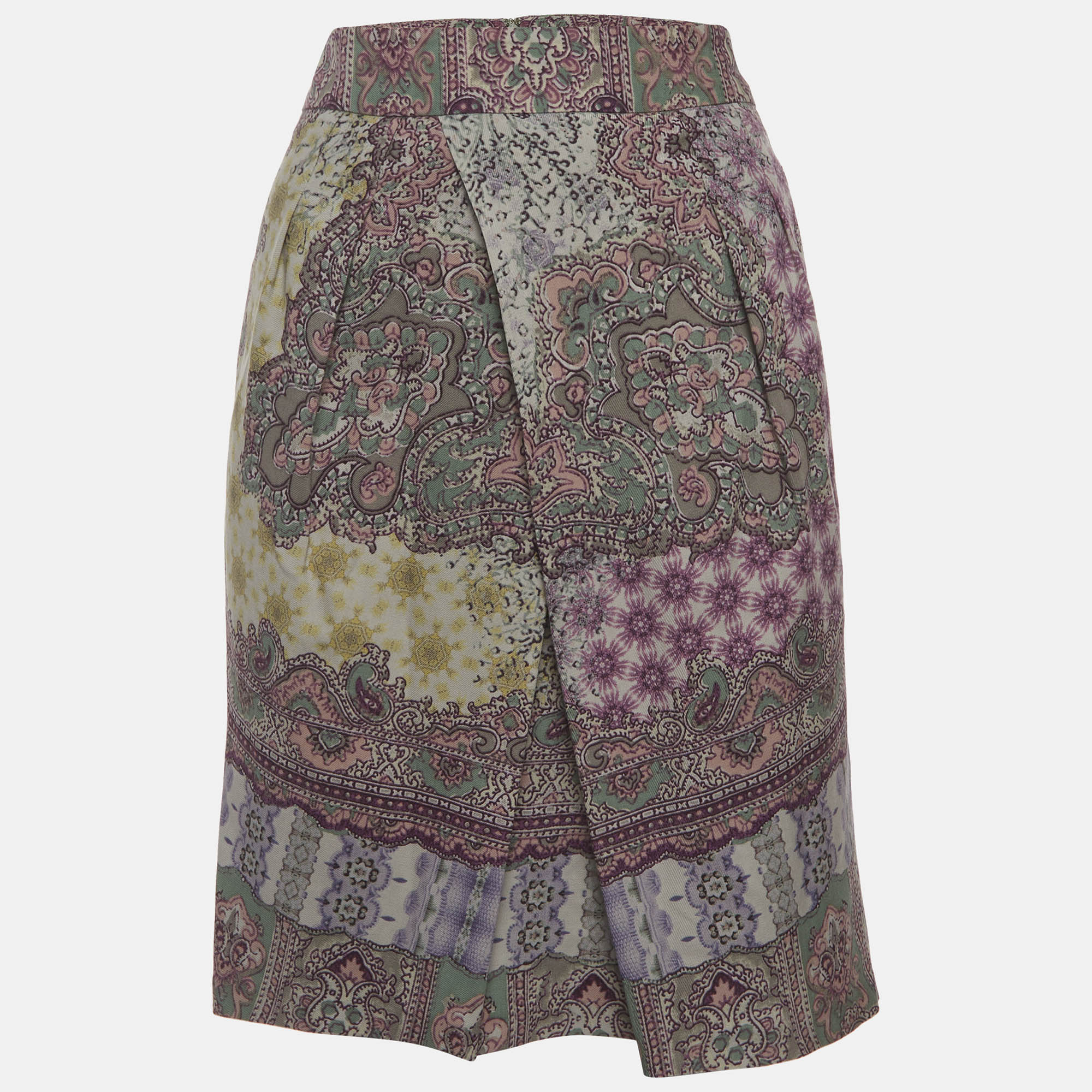 Etro Multicolor Paisley Print Wool Blend Short Skirt M