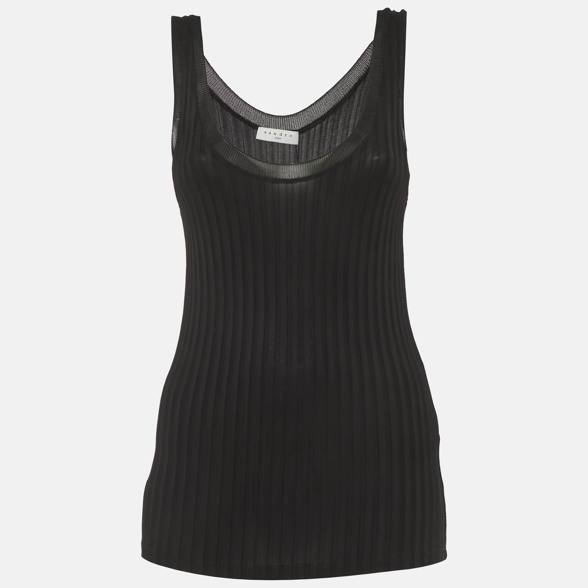 Sandro Black Ribbed Knit Tank Top S
