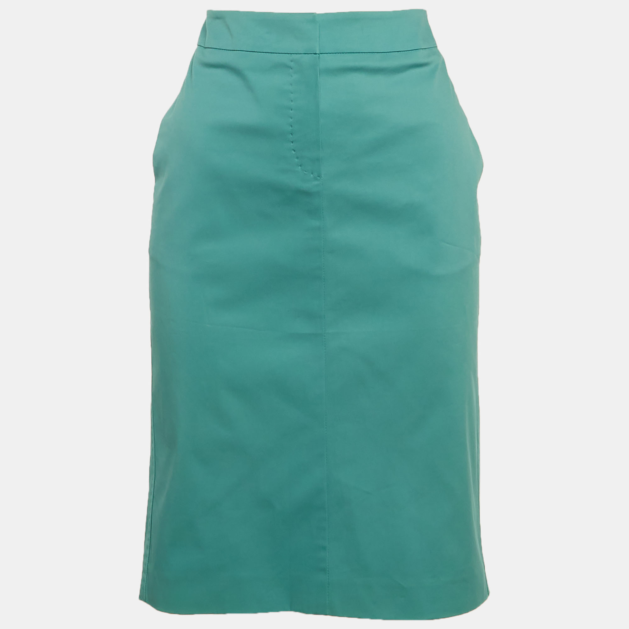 Max Mara Turquoise Gabardine Knee Length Skirt S