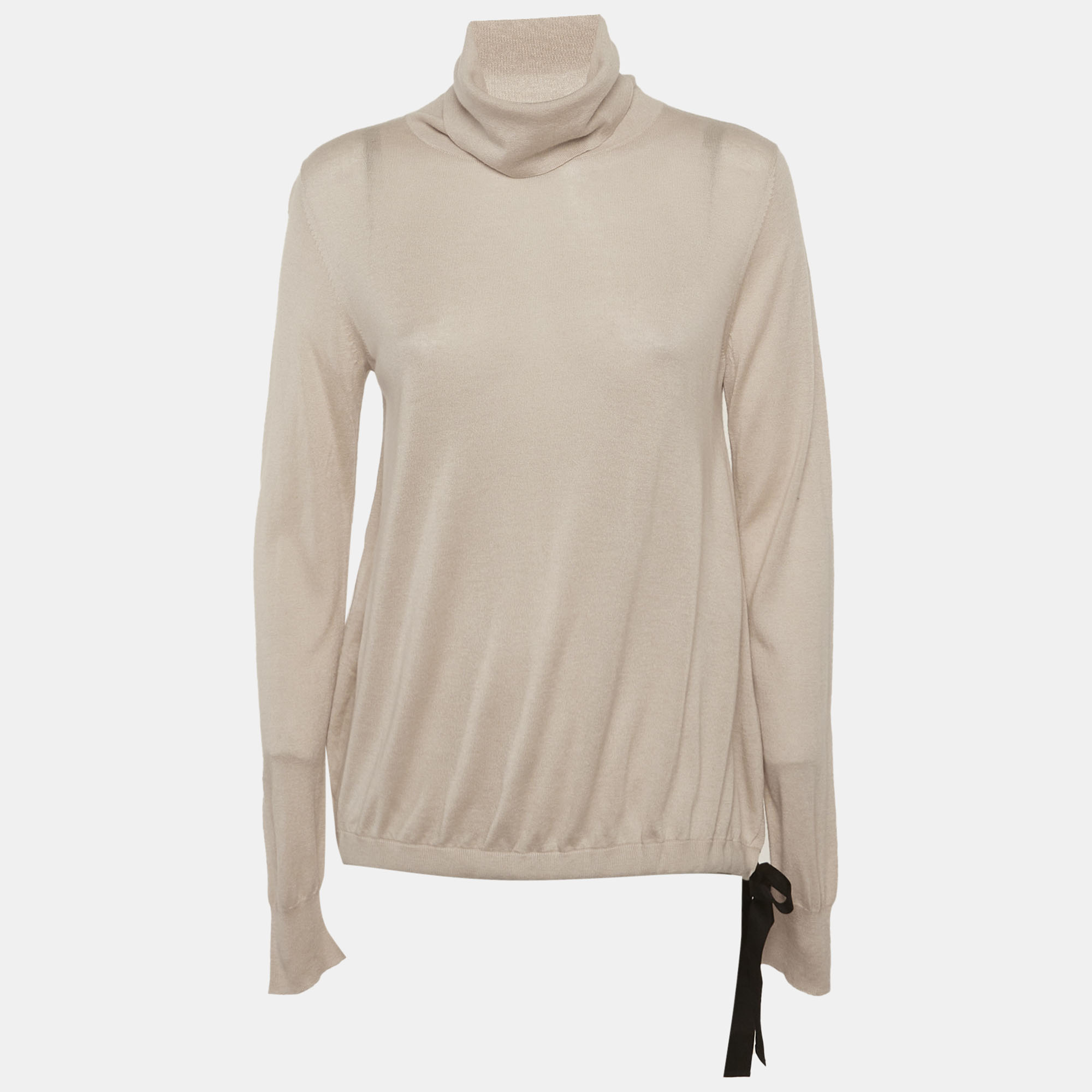 Max Mara Studio Beige Knit Turtle Neck Sweater L