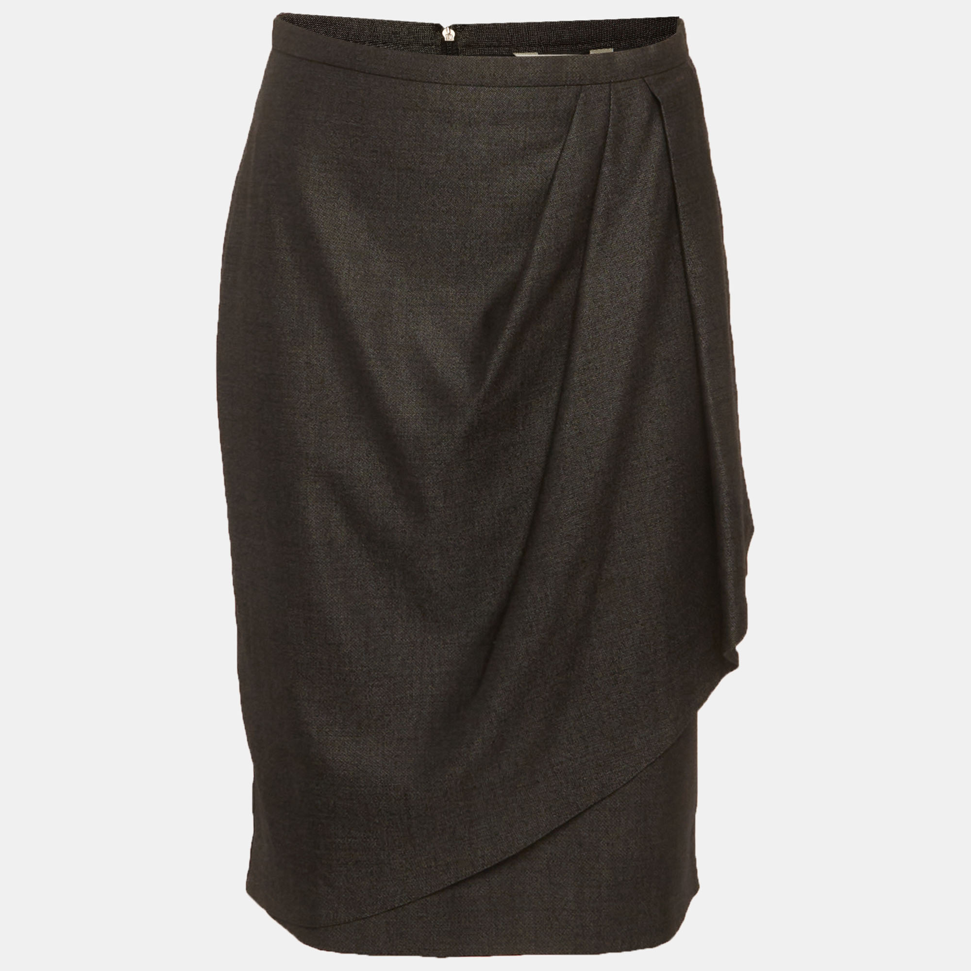 Max Mara Grey Wool Blend Pleated Mini Skirt M