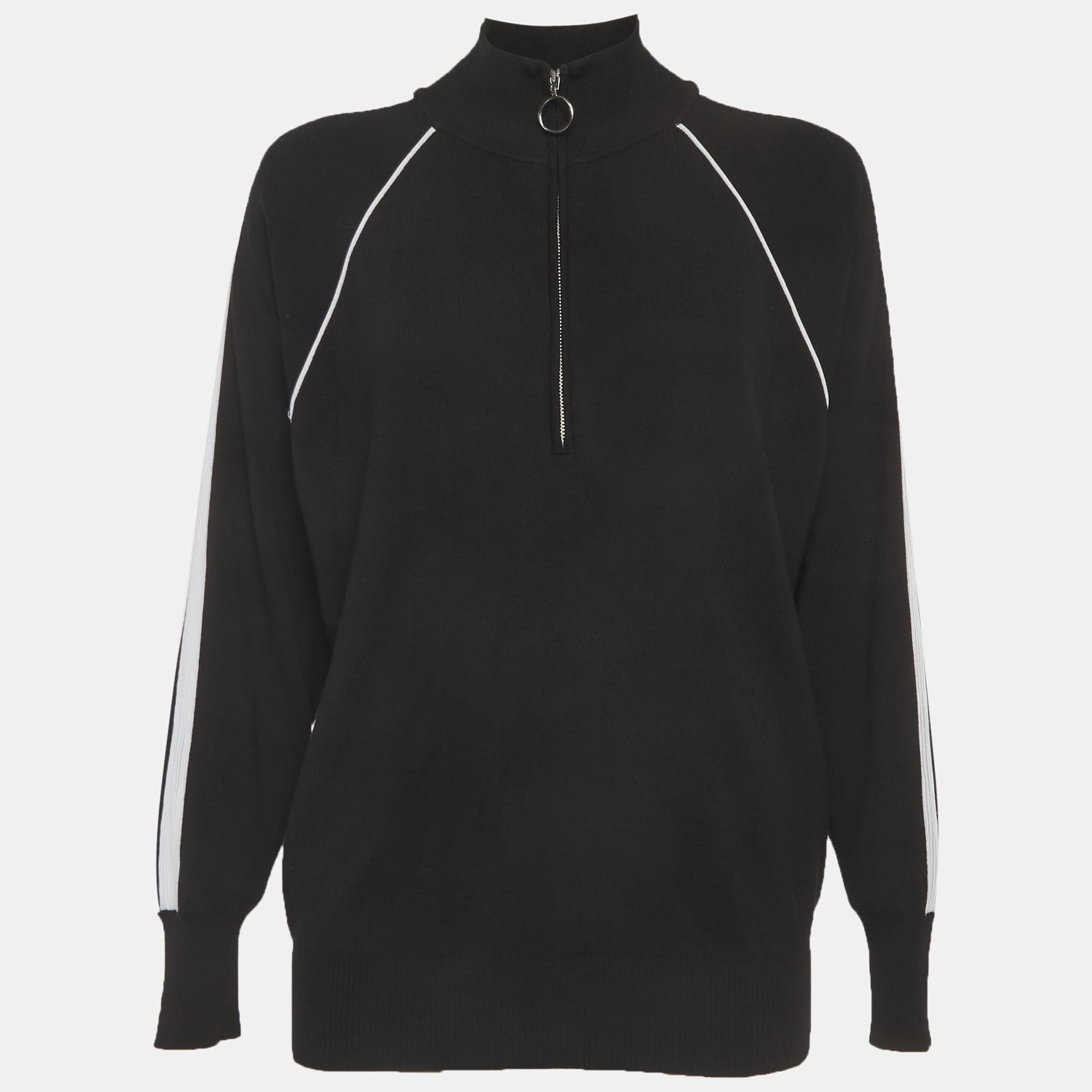 Sandro Black Stretch Knit Half Zip Sweater S