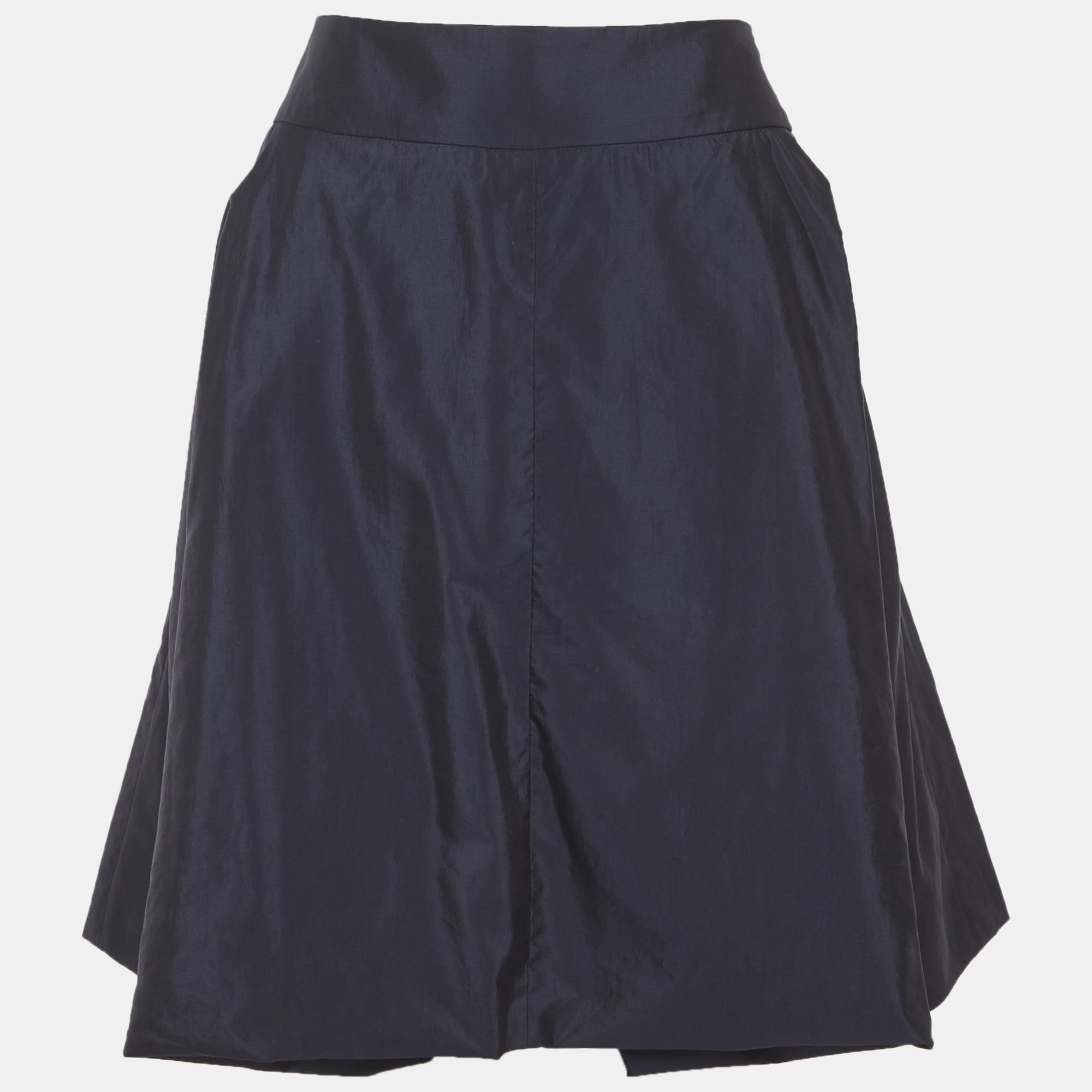 Giorgio Armani Navy Blue Silk Blend Flared Mini Skirt M
