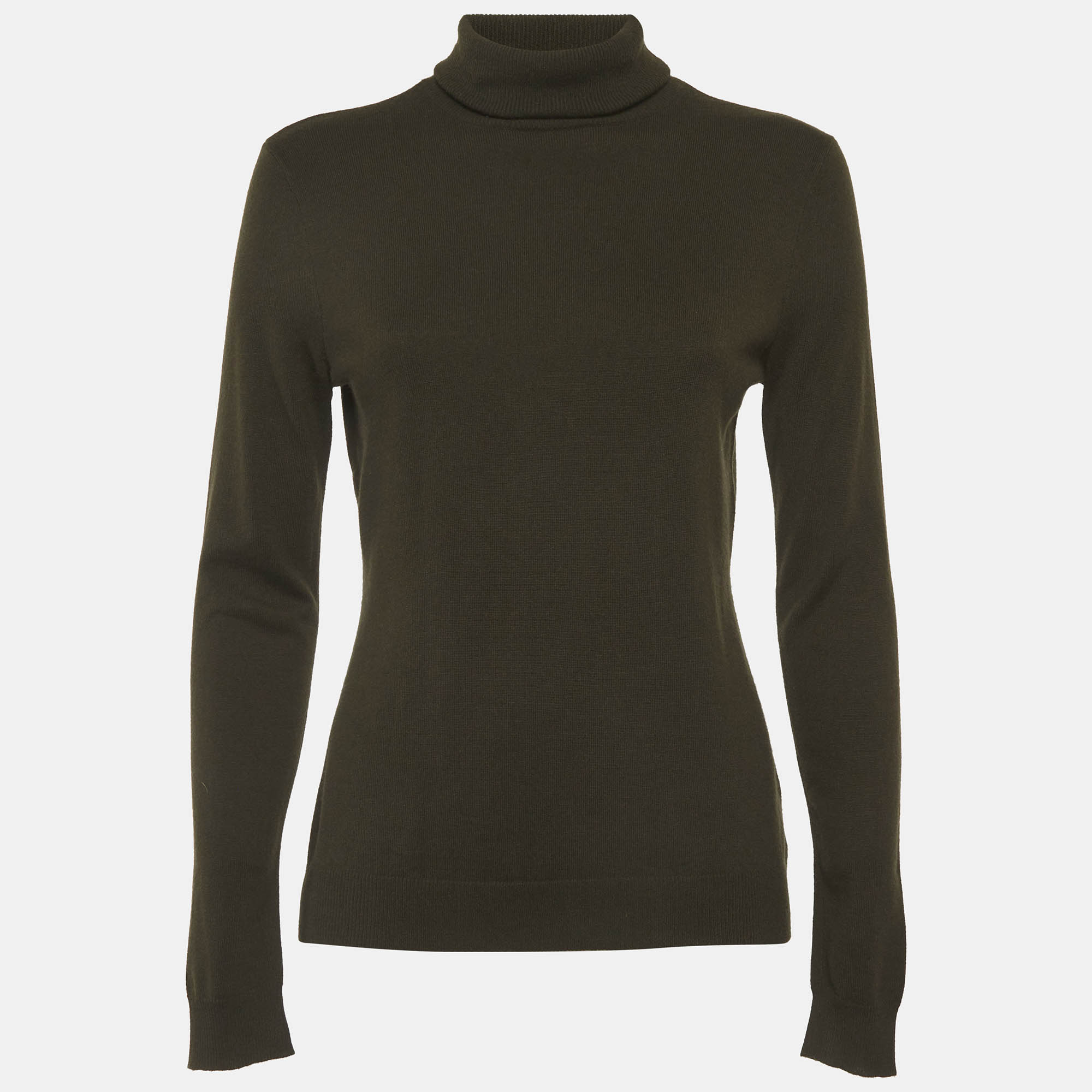 Ralph Lauren Olive Green Cashmere Knit Turtle Neck Sweater L