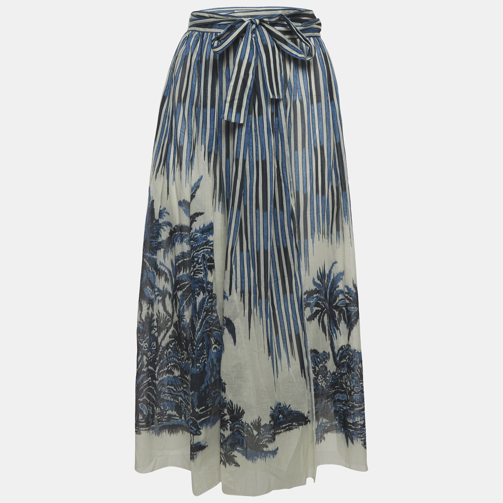 Christian Dior Multicolour Palm Tree Print Cotton Wrap Midi Skirt S