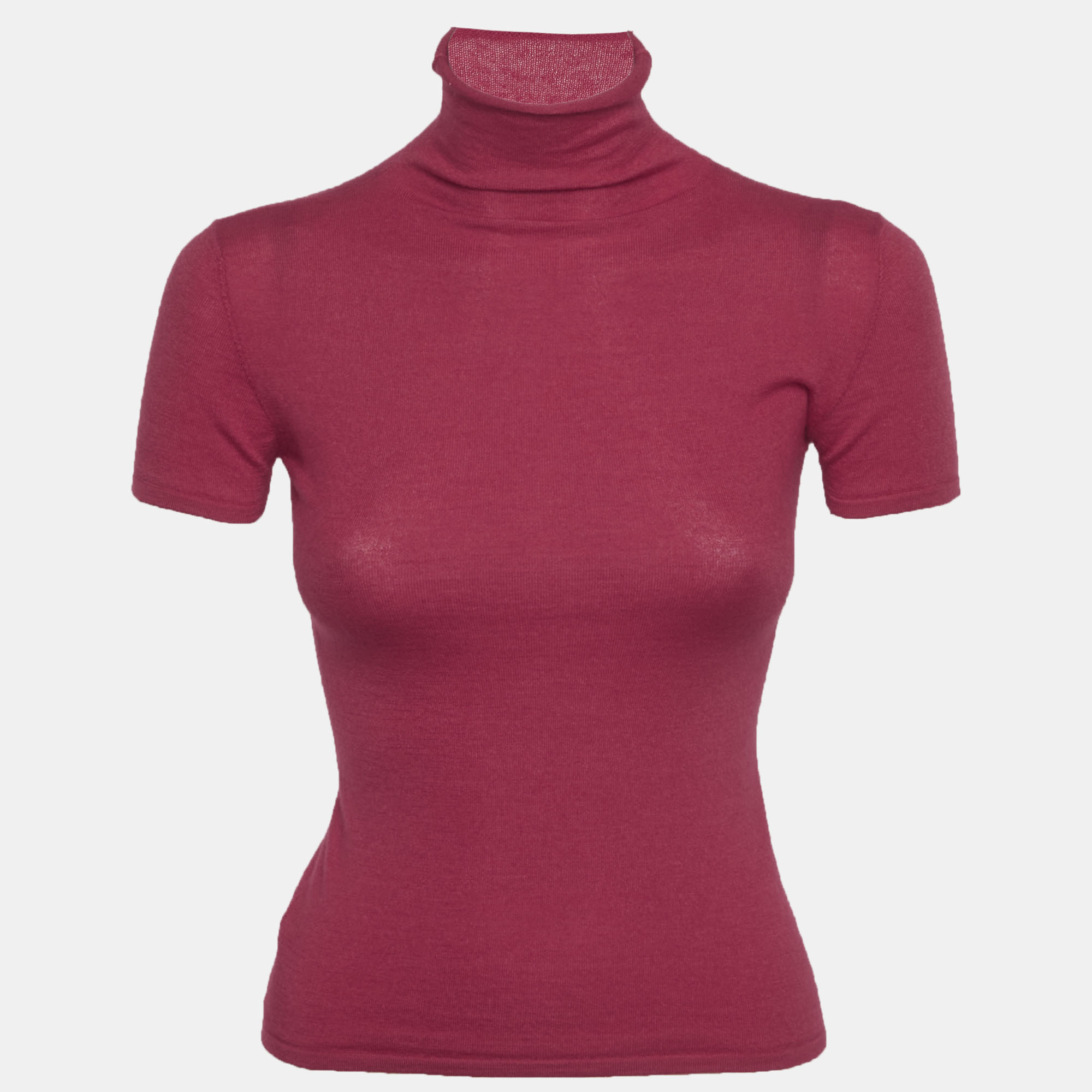 Brunello Cucinelli Pink Stretch Knit Mock Neck Top XS