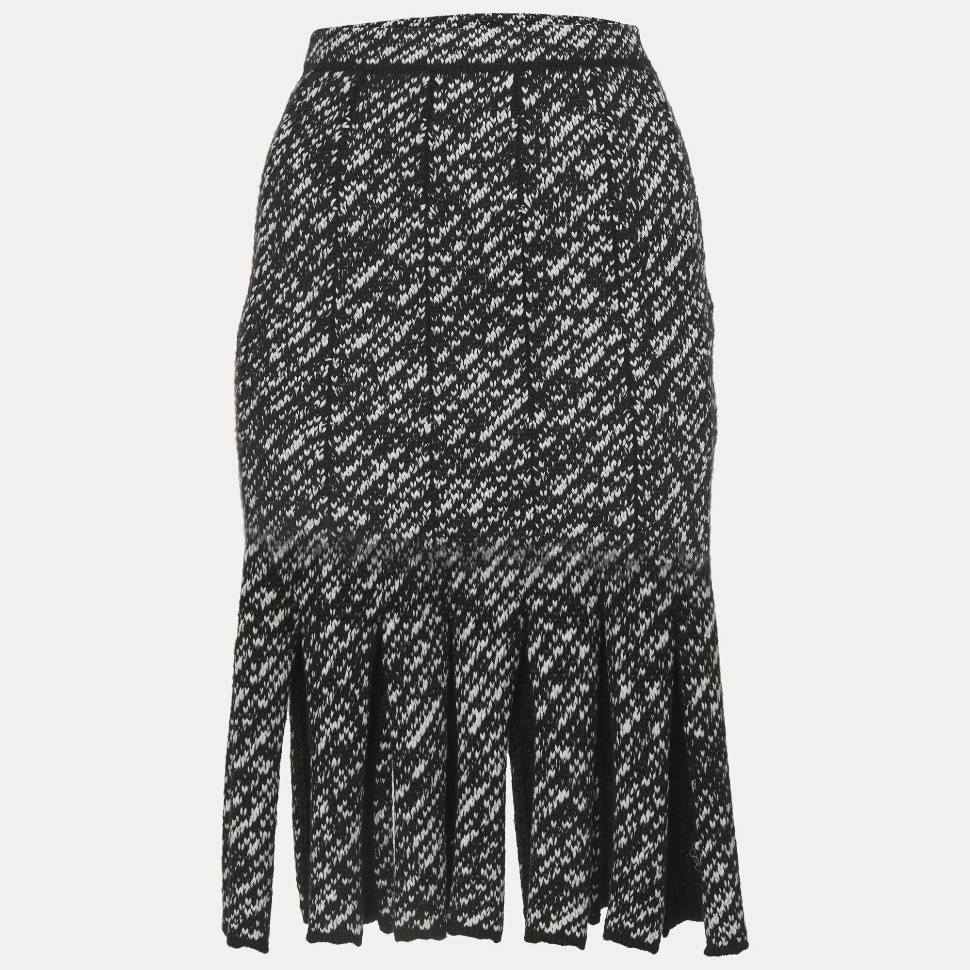 Christian Dior Monochrome Wool Knit  Fringed Skirt S