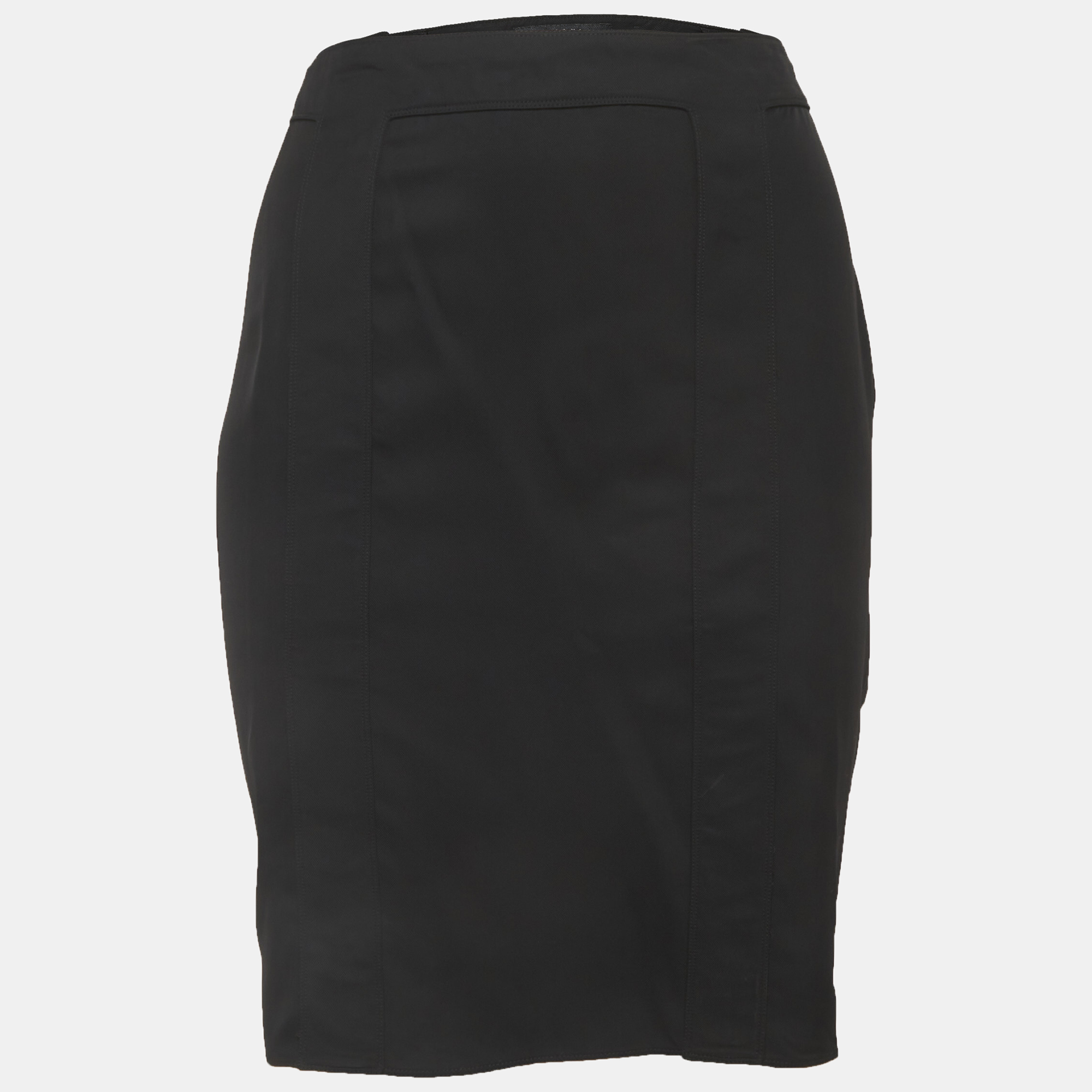 Gucci Black Gabardine Button Detail Short Skirt M