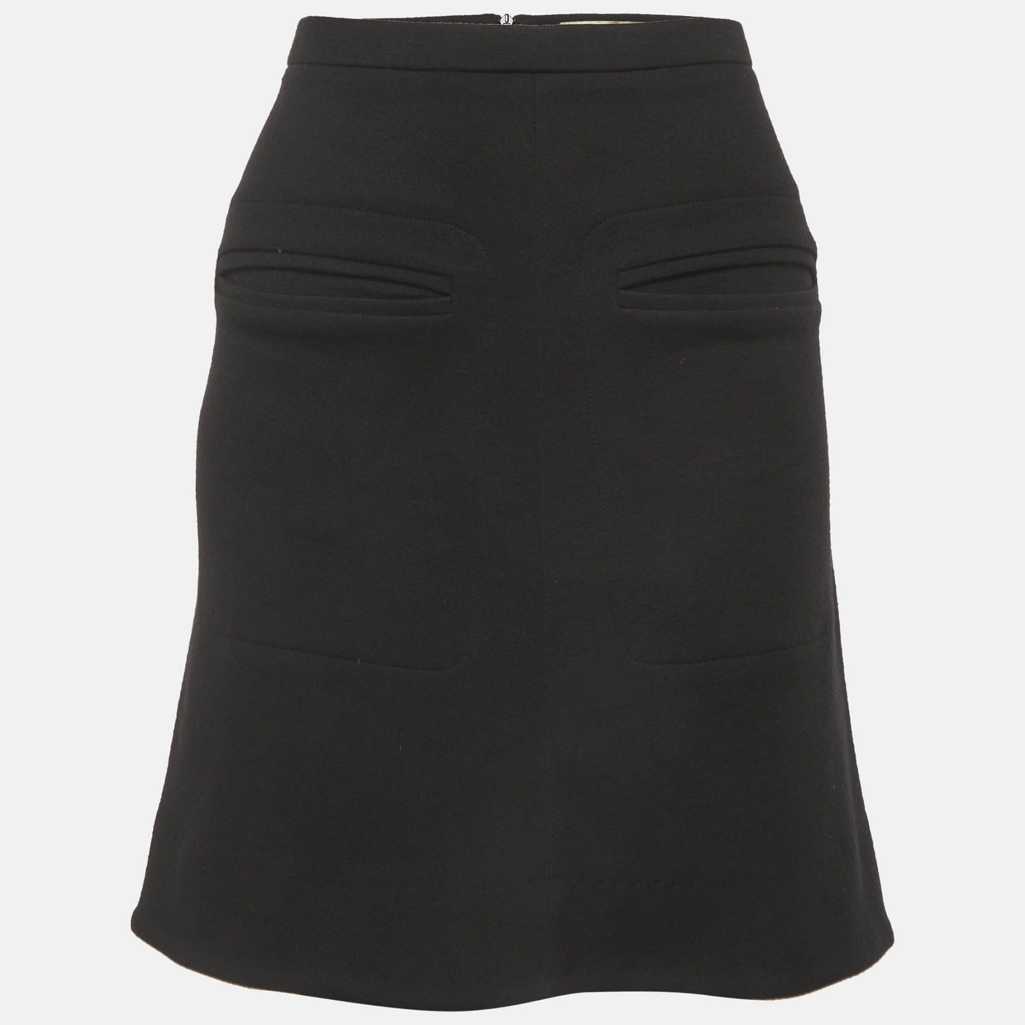 Balenciaga Black Stretch Wool Mini Skirt S