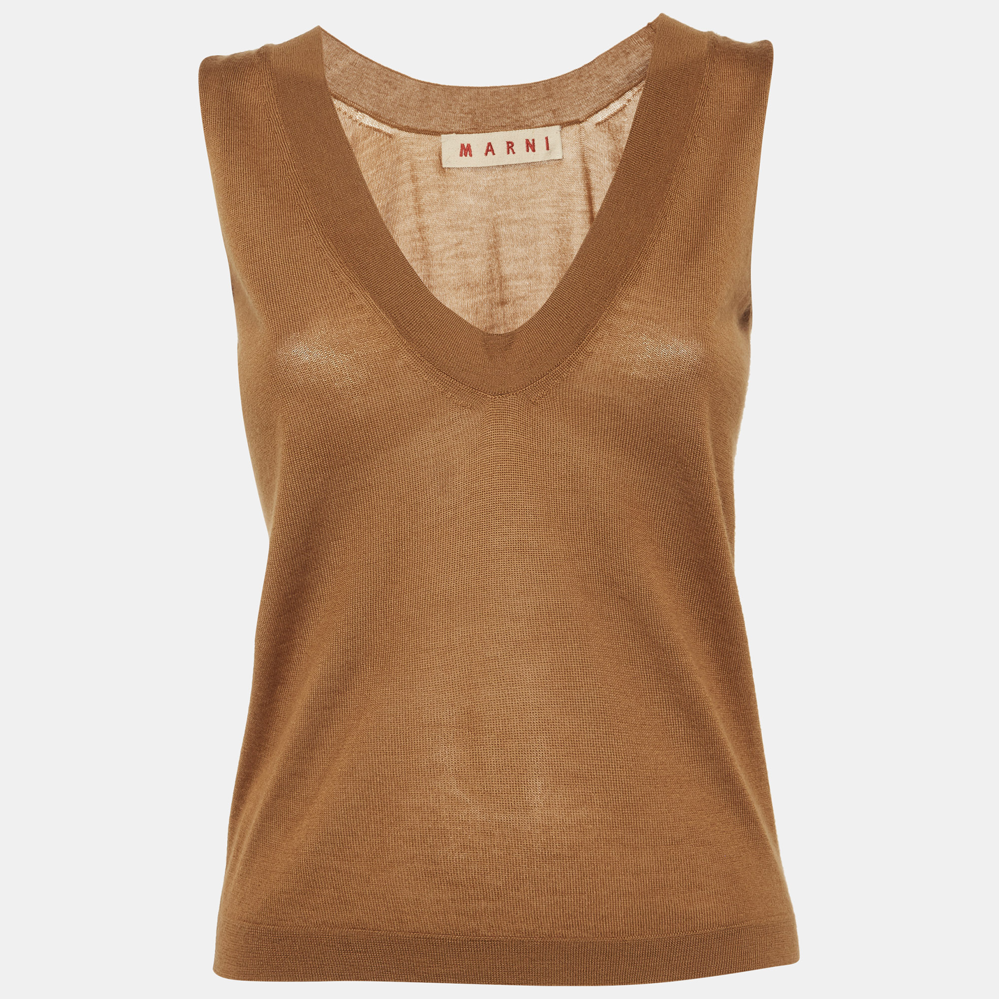 Marni Brown Cashmere Knit Vest S