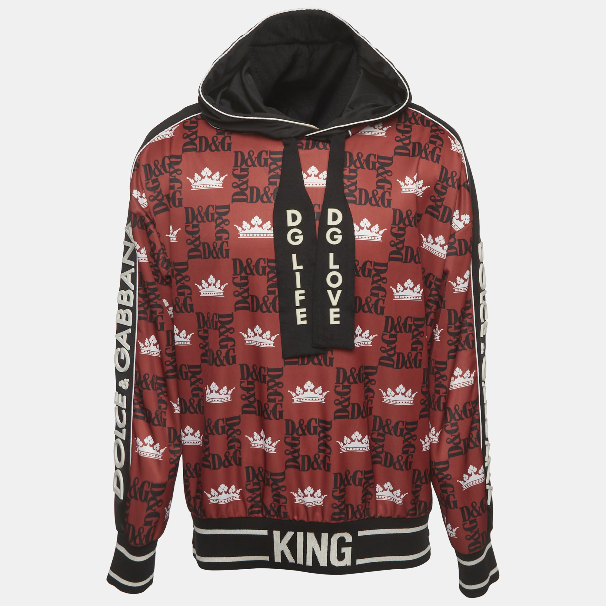 Dolce & Gabbana Red Printed Jersey Hoodie M