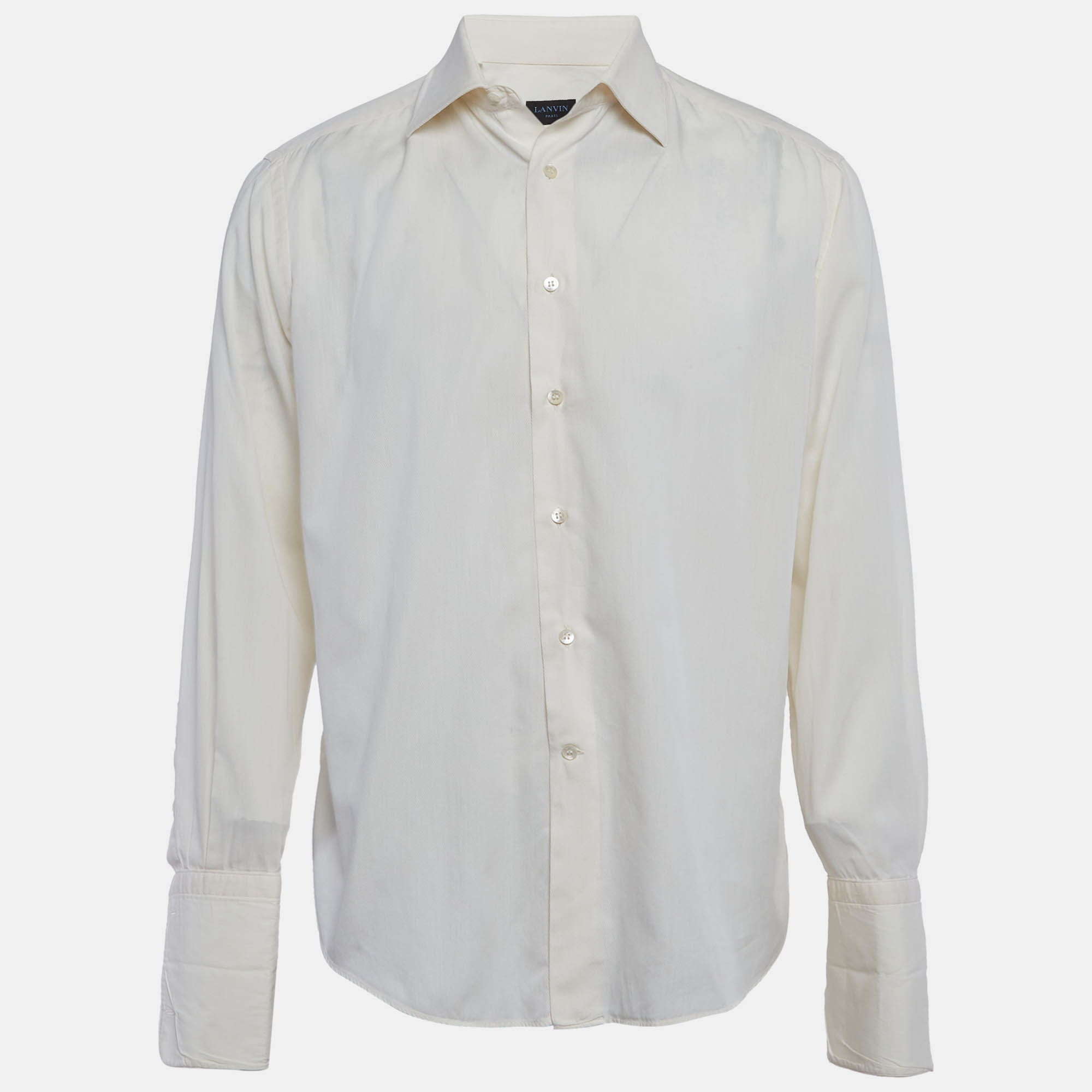 Lanvin White Cotton Twill Button Up Shirt L