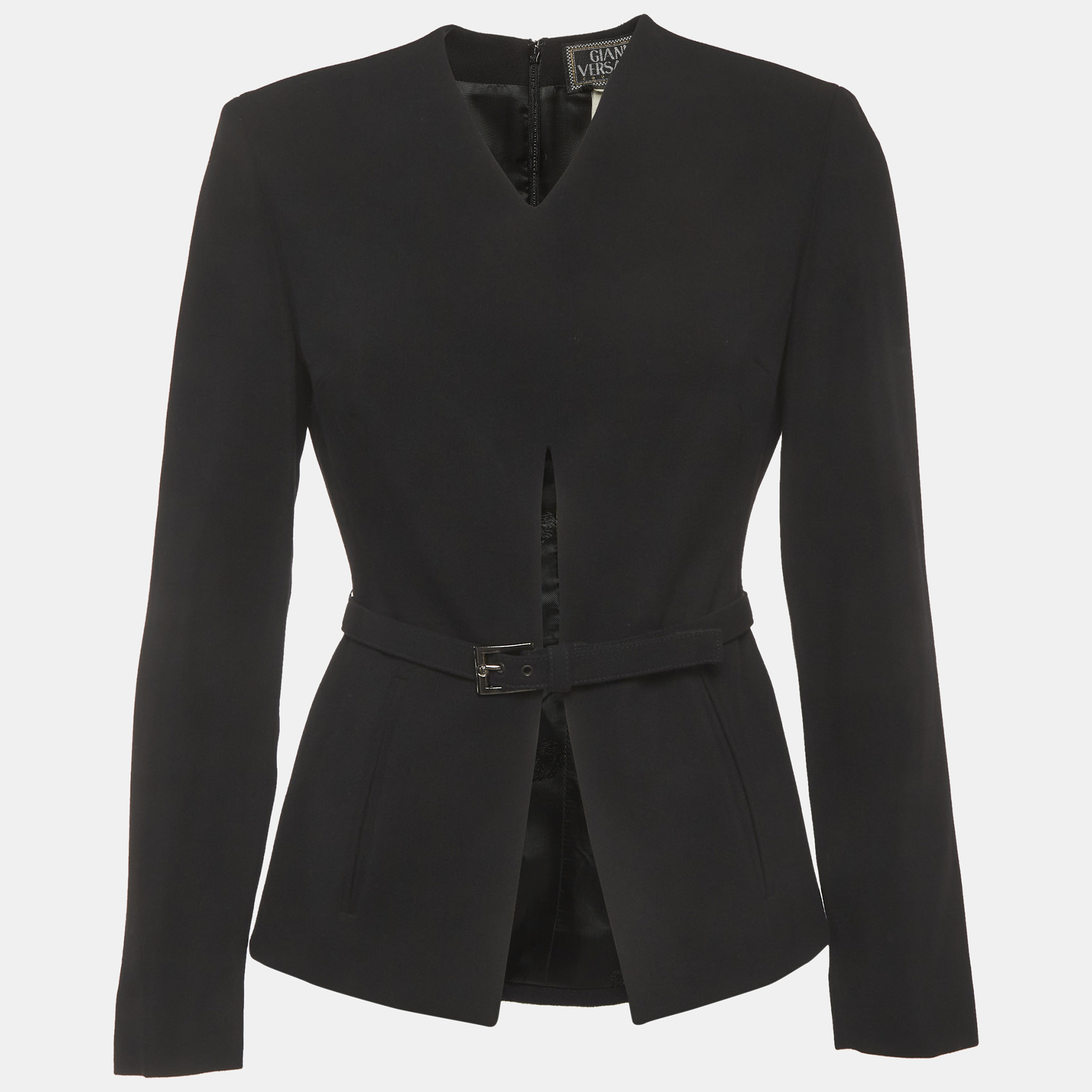 Gianni Versace Black Wool Belted Top S