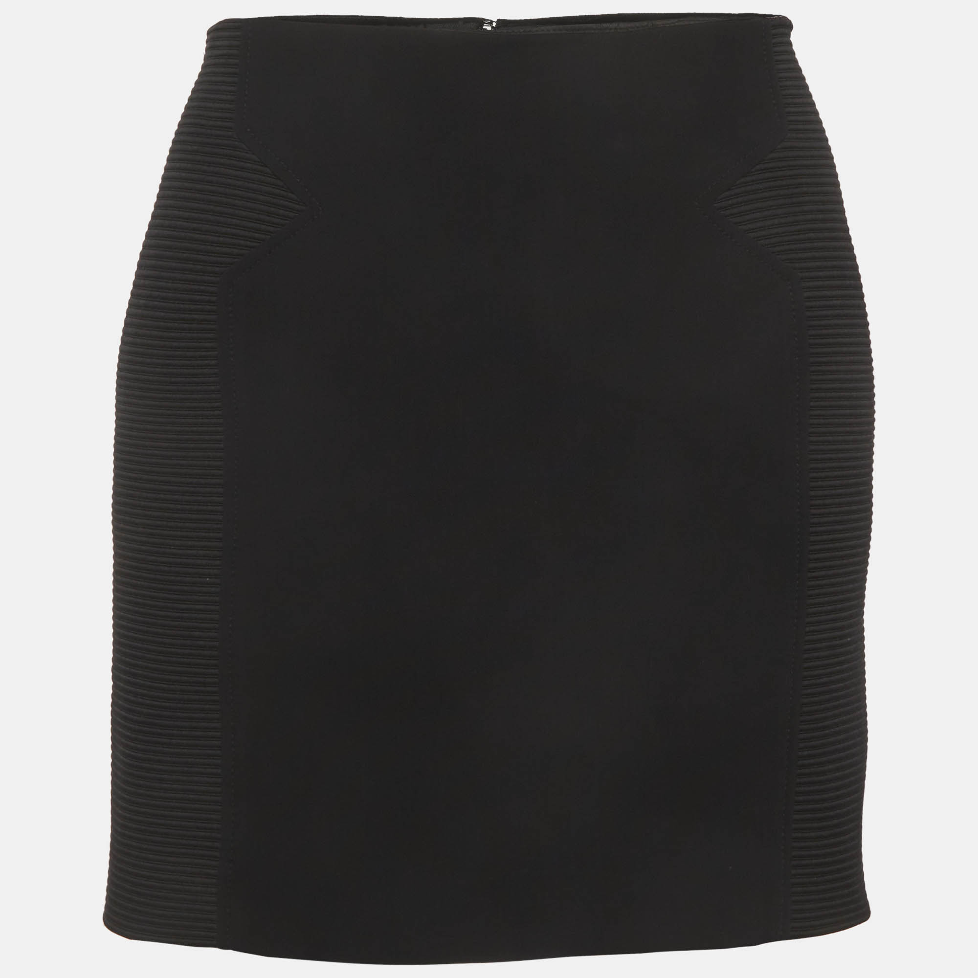 Versace Black Silk Blend Ribbed Paneled Mini Skirt M