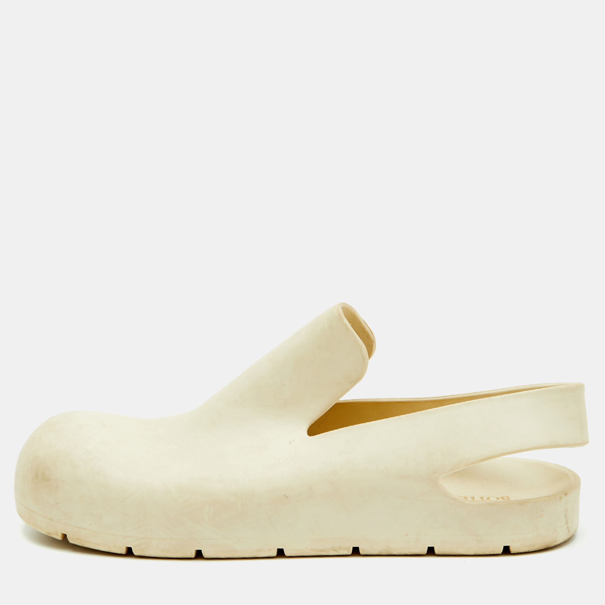 Bottega Veneta Puddle Size 40 Cream Rubber Flash Slingback Sandals
