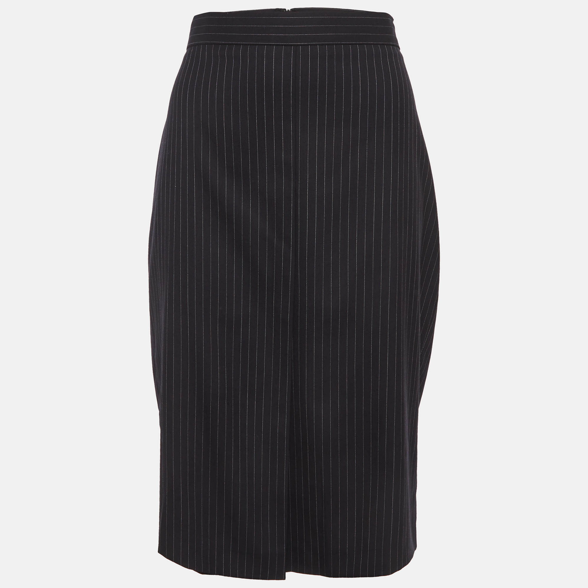 Max Mara Navy Blue Pinstriped Pencil Skirt XL