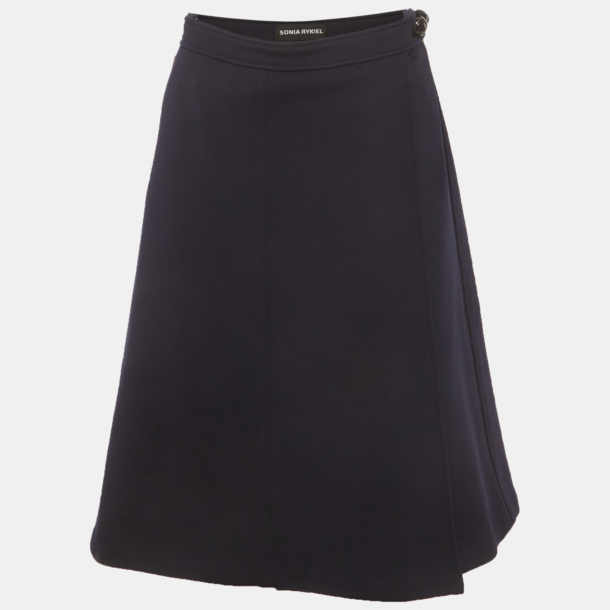 Sonia Rykiel Navy Blue Jersey Wrap Skirt L