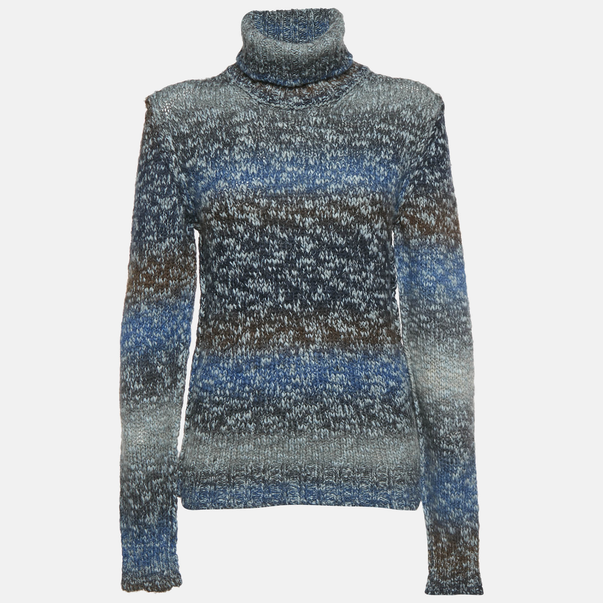 Dolce & Gabbana Blue Wool Knit Turtle Neck Sweater L
