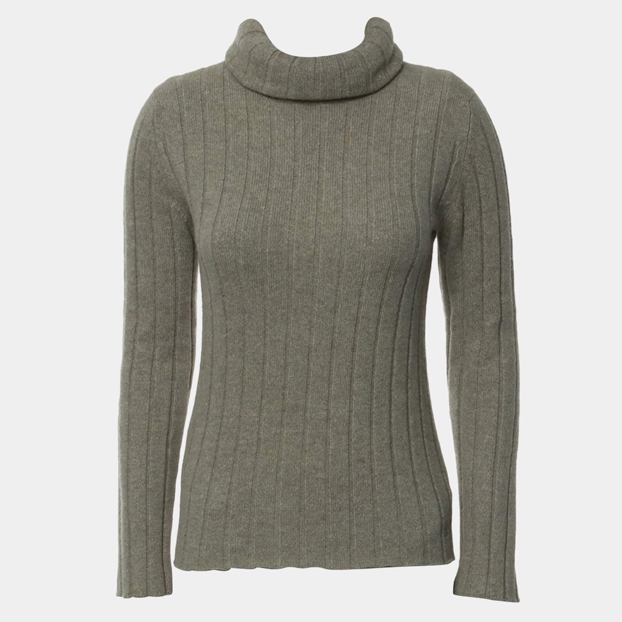 Chanel Brown Cashmere Turtleneck Sweater FR 38