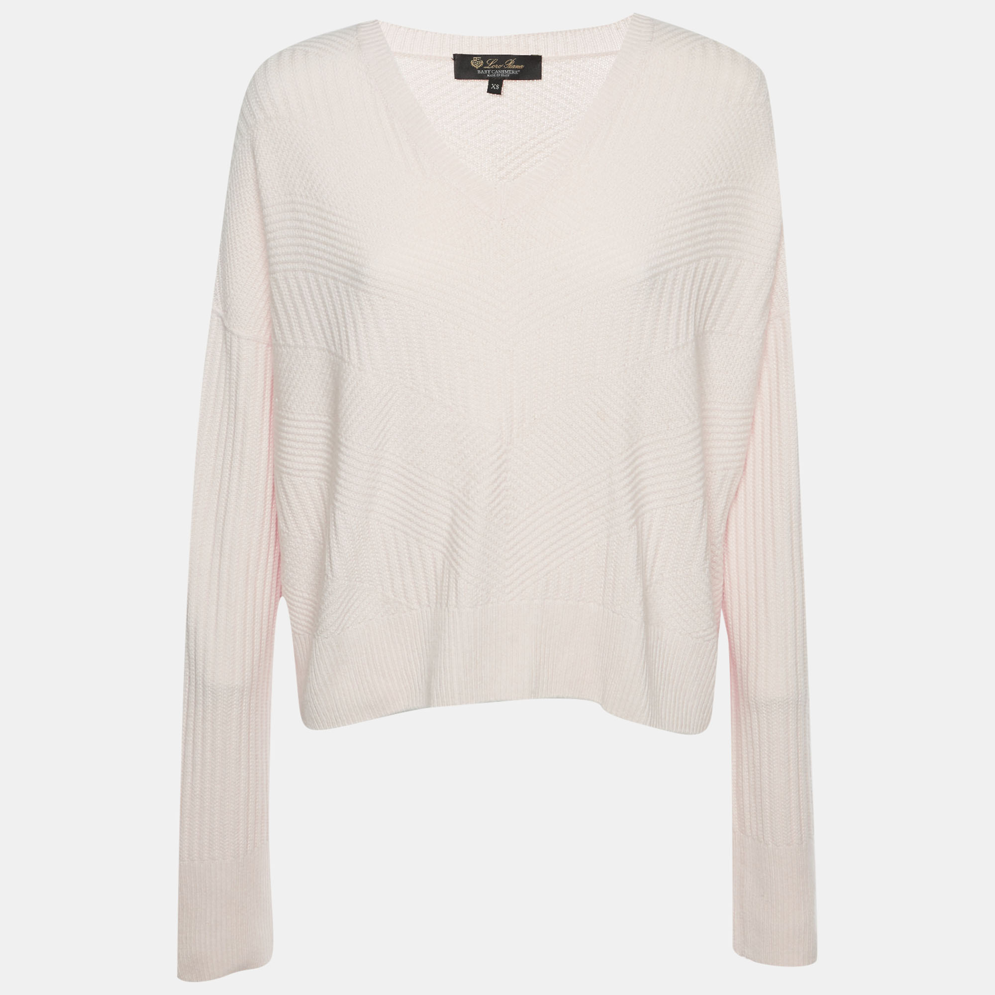 Loro Piana Pink Patterned Baby Cashmere Knit Sweater XS