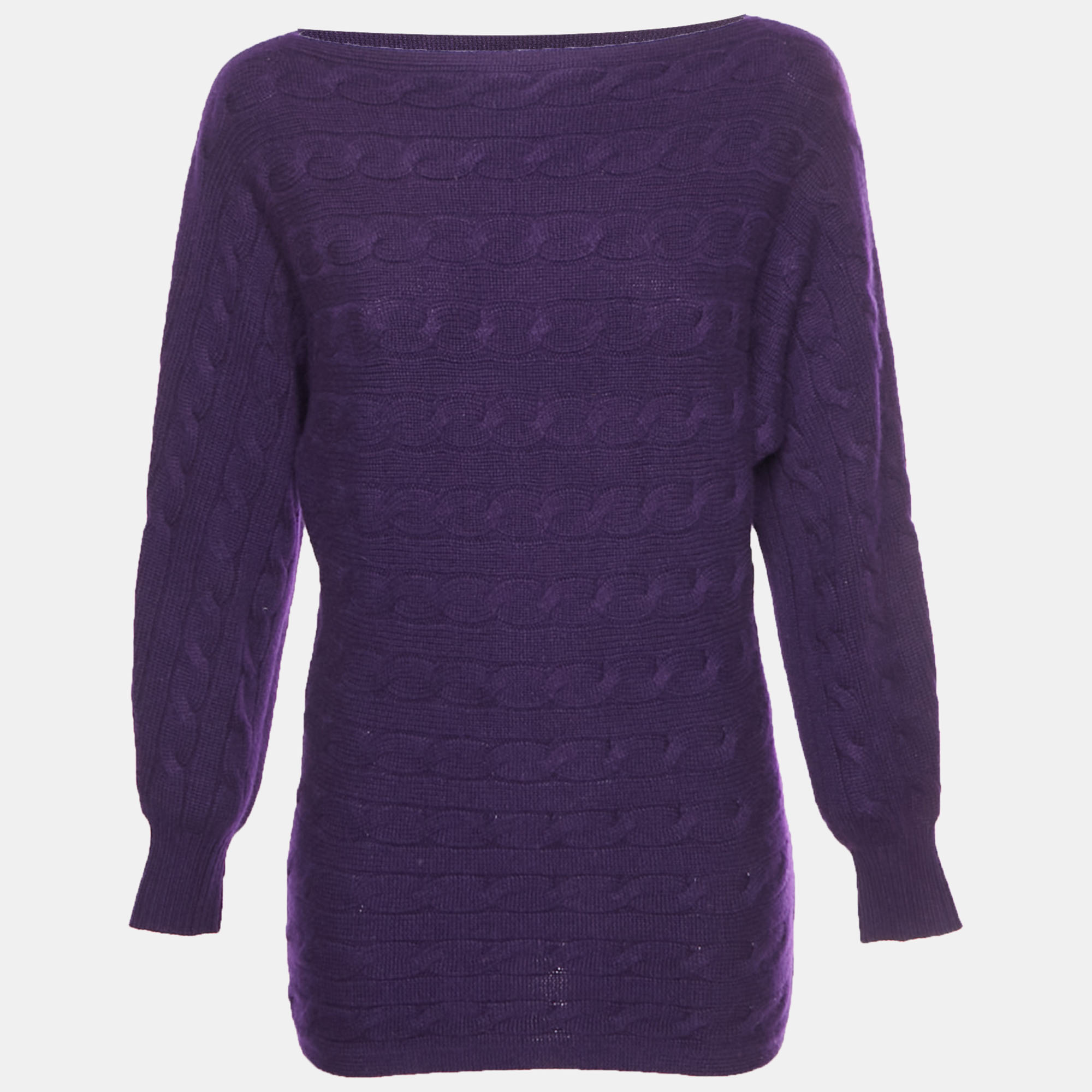 Ralph Lauren Purple Cable Knit Dolman Sleeve Sweater XS