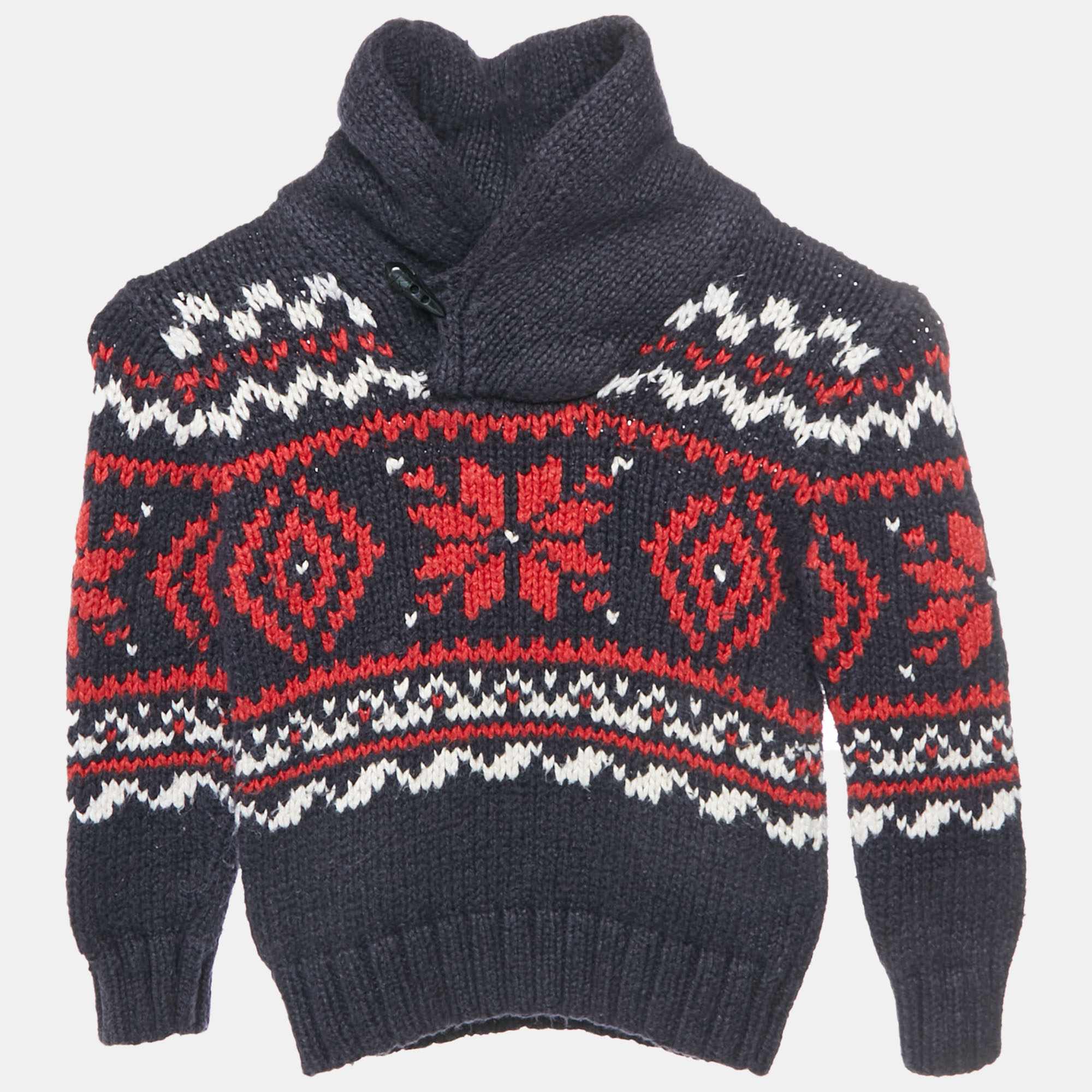 Polo Ralph Lauren Kids Navy Blue Knit Jacquard Snowflake Sweater 4 Yrs