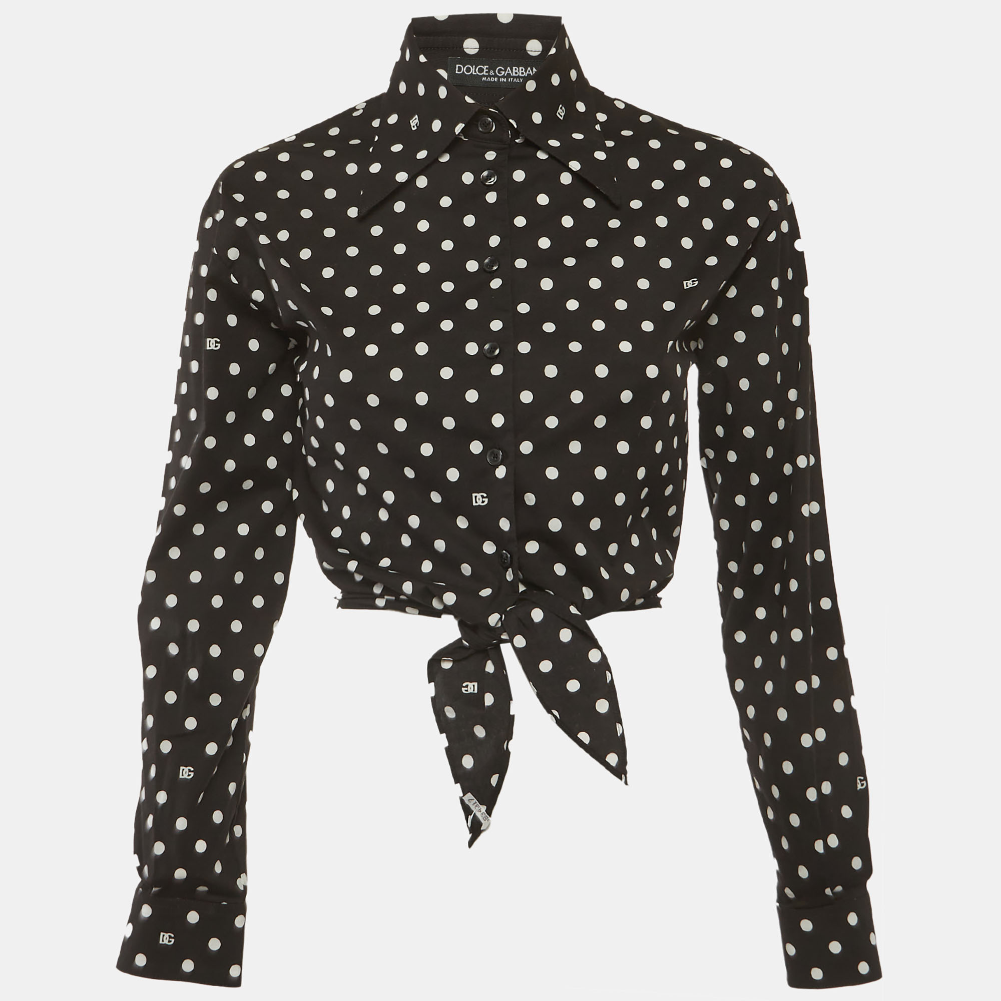 Dolce & Gabbana Black/white Polka Dot Cotton Button-Up Shirt M