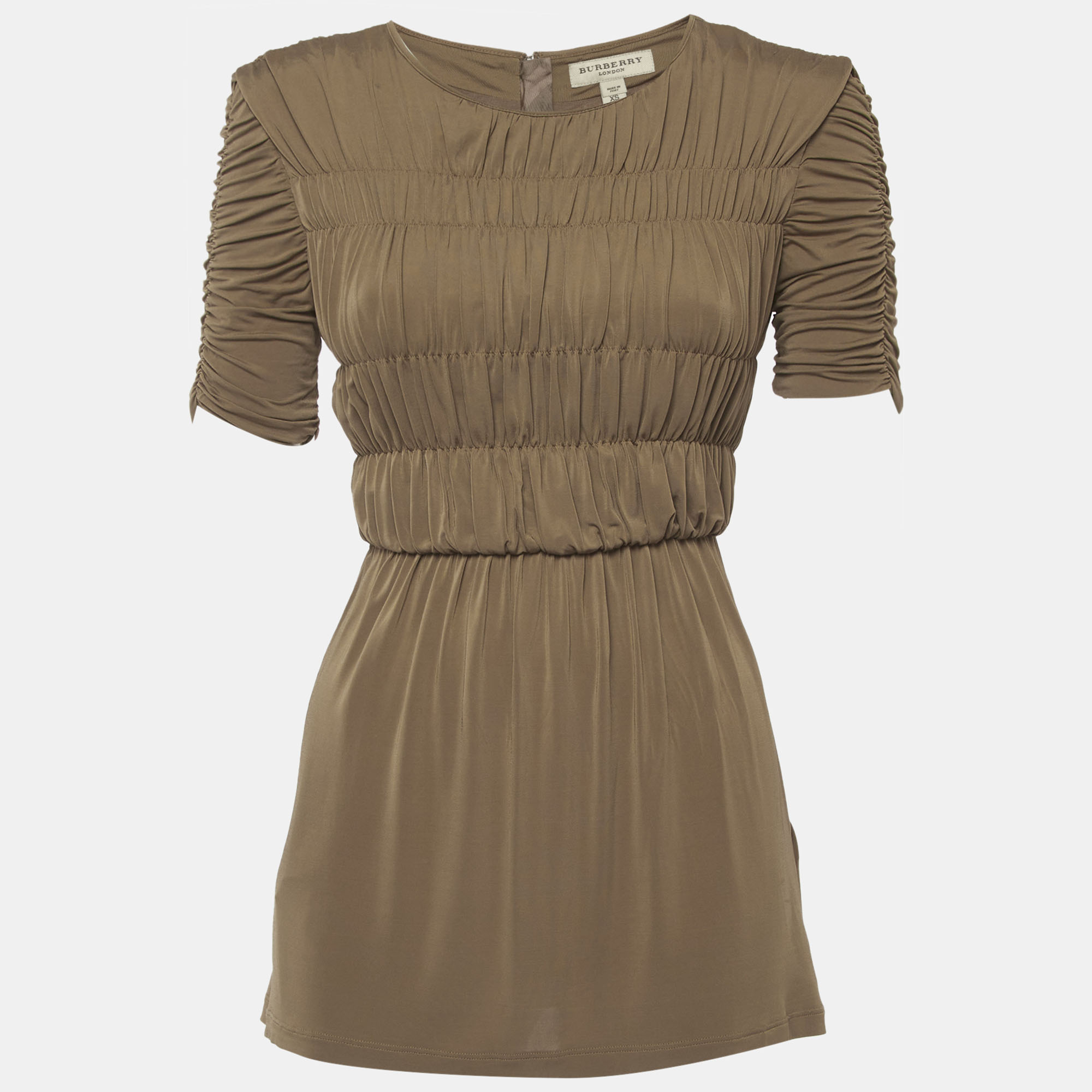 Burberry Brown Jersey Smocked Top XS