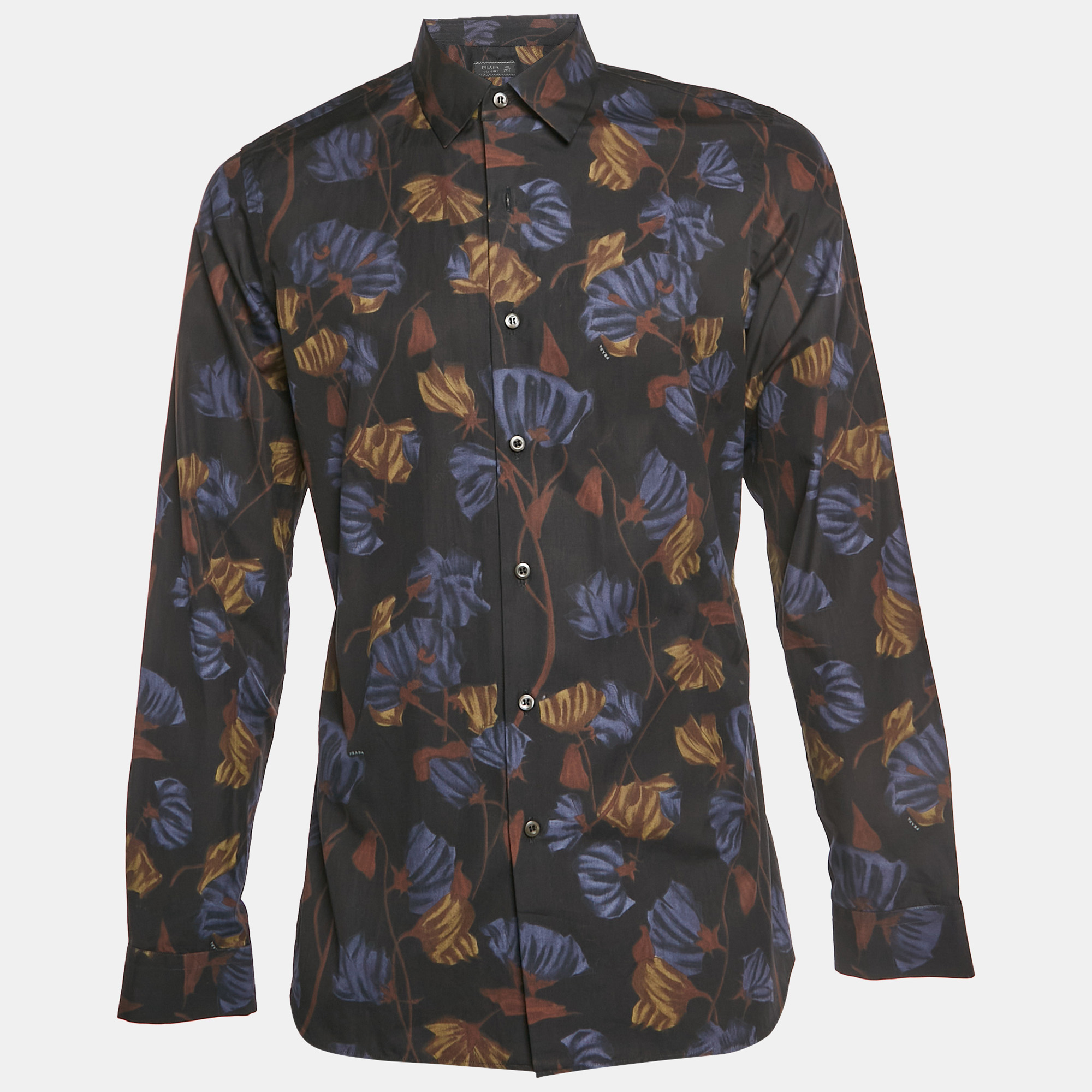 Prada Multicolour Floral Print Cotton Long Sleeve Shirt M